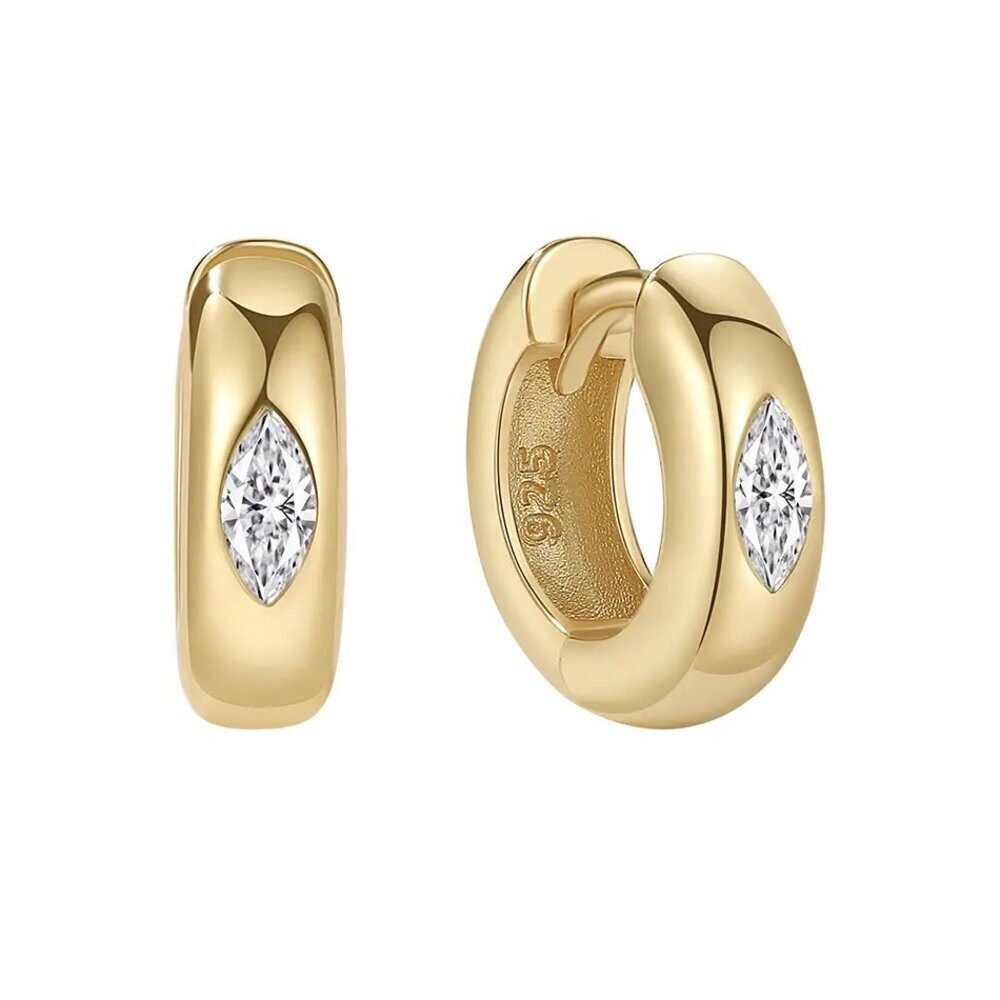 Paar Creolen Creolen Trend Ohrringe 925 Sterling Silber 18K Gold wasserfest