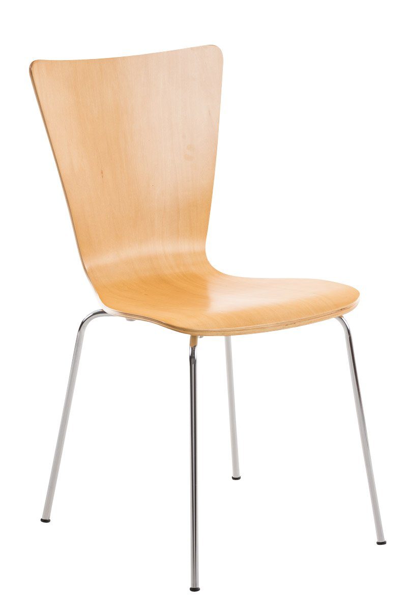 TPFLiving Besucherstuhl Jaron mit ergonomisch geformter Sitzfläche - Konferenzstuhl (Besprechungsstuhl - Warteraumstuhl - Messestuhl), Gestell: Metall chrom - Sitzfläche: Holz Natura