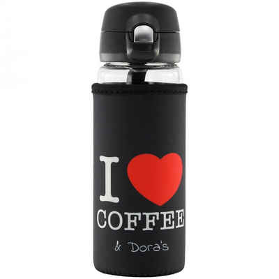 Dora's Coffee-to-go-Becher Glasbecher mit Bezug I Love Coffee 450 ml