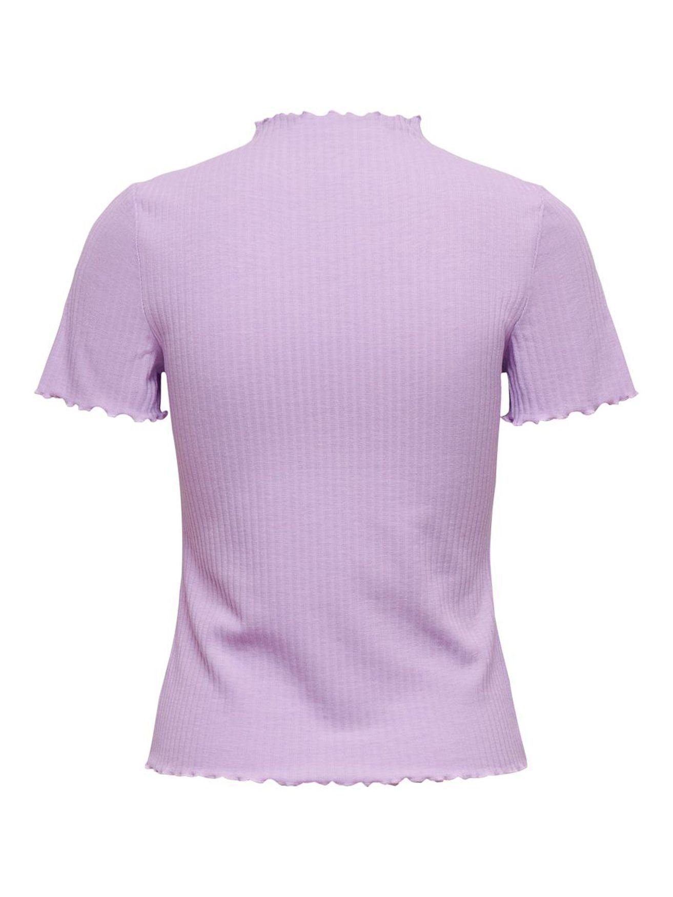 ONLY T-Shirt Geripptes Cropped T-Shirt Stehkragen ONLEMMA Gewellt 4018 (1-tlg) Top in Rundhals Lila