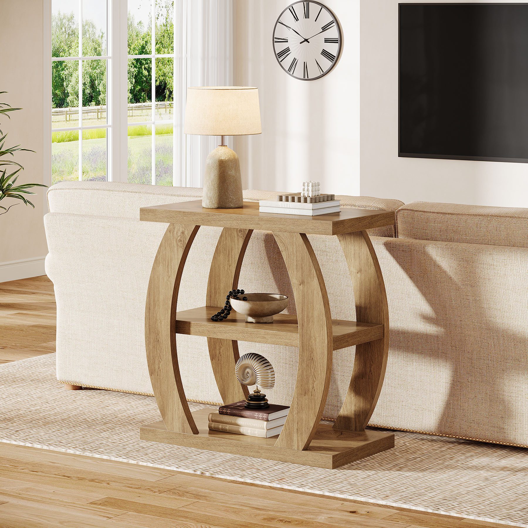 Tribesigns Beistelltisch Sofatisch mit Stauraum, 3-stöckiger couchtisch, Landhaus-Nachttisch – Bild 4 von 5