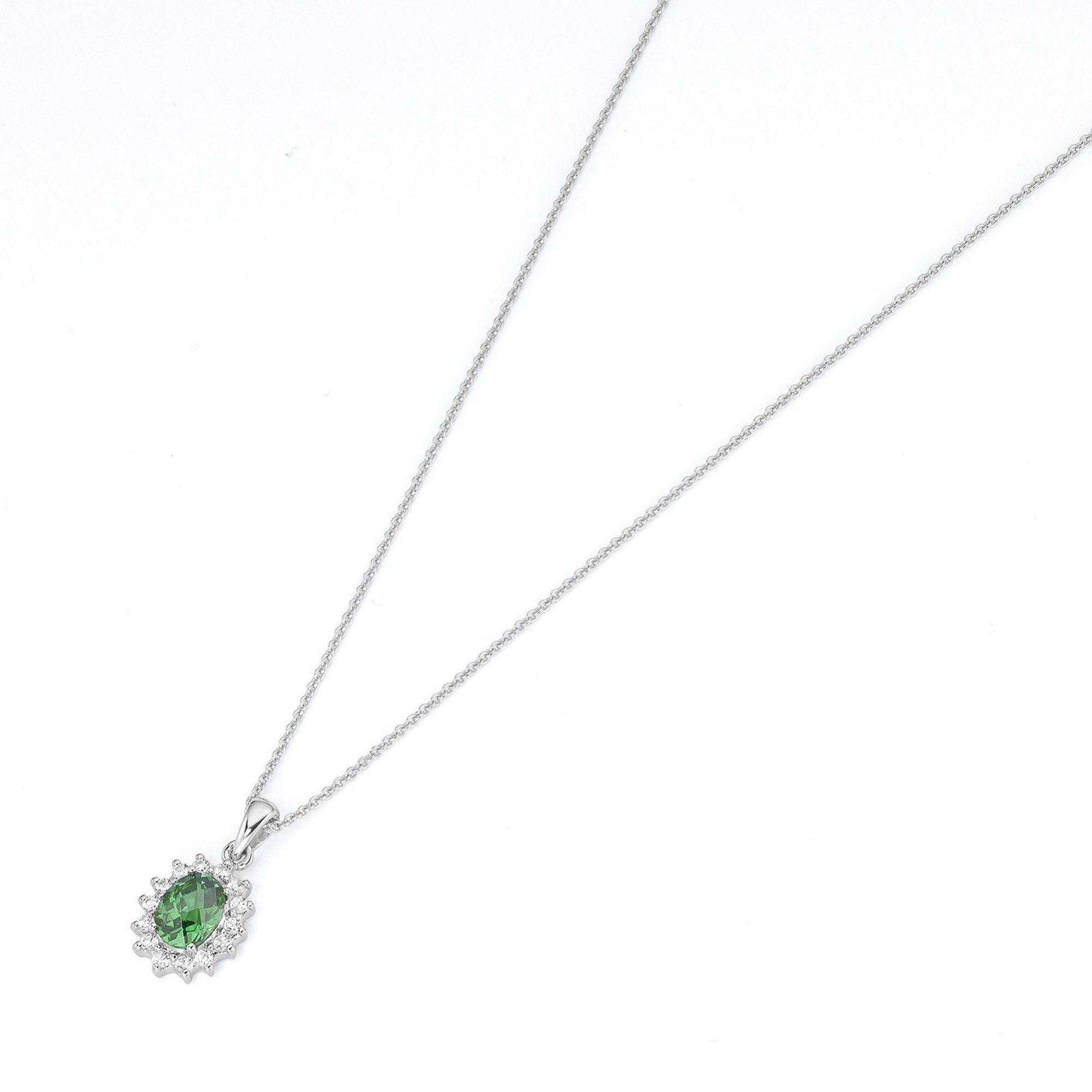 Smart Jewel Kette mit Anhänger farbiger Stein und Zirkonia Steine, Silber 925