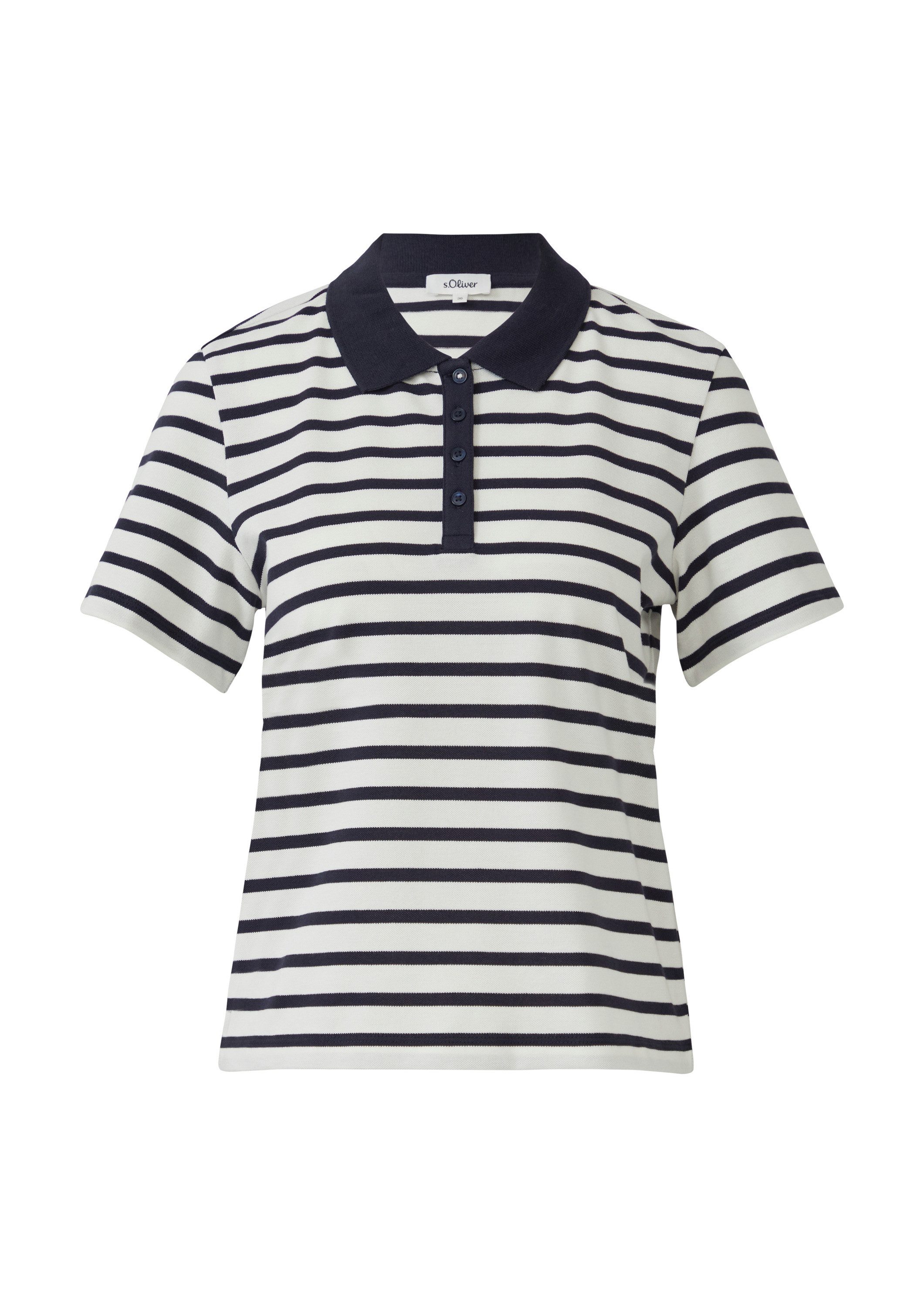 s.Oliver Kurzarmshirt Polo-Shirt Verkürztes Poloshirt aus Baumwollpiqué günstig online kaufen