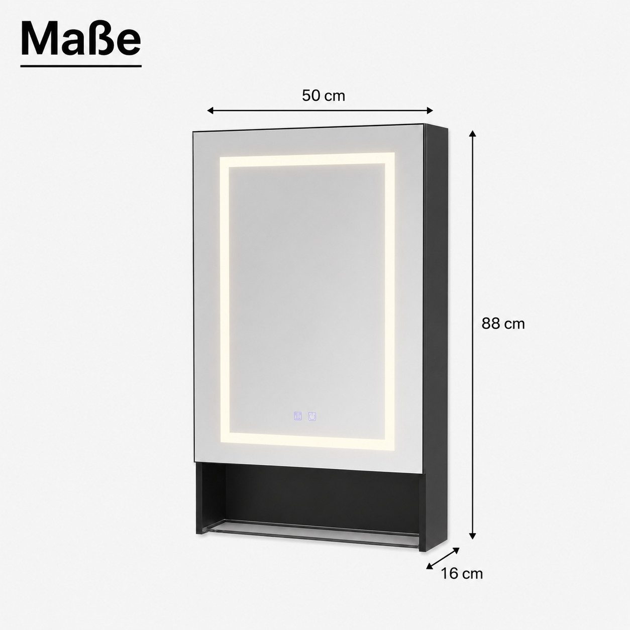 Simurq Badezimmerspiegelschrank Spiegelschrank Bad Mit LED, Offenes Regalen, Wandschrank Hängeschrank (Set, Spiegelschrank Mit LED Beleuchtung, 3 Farbtemperatur – Bild 2 von 5