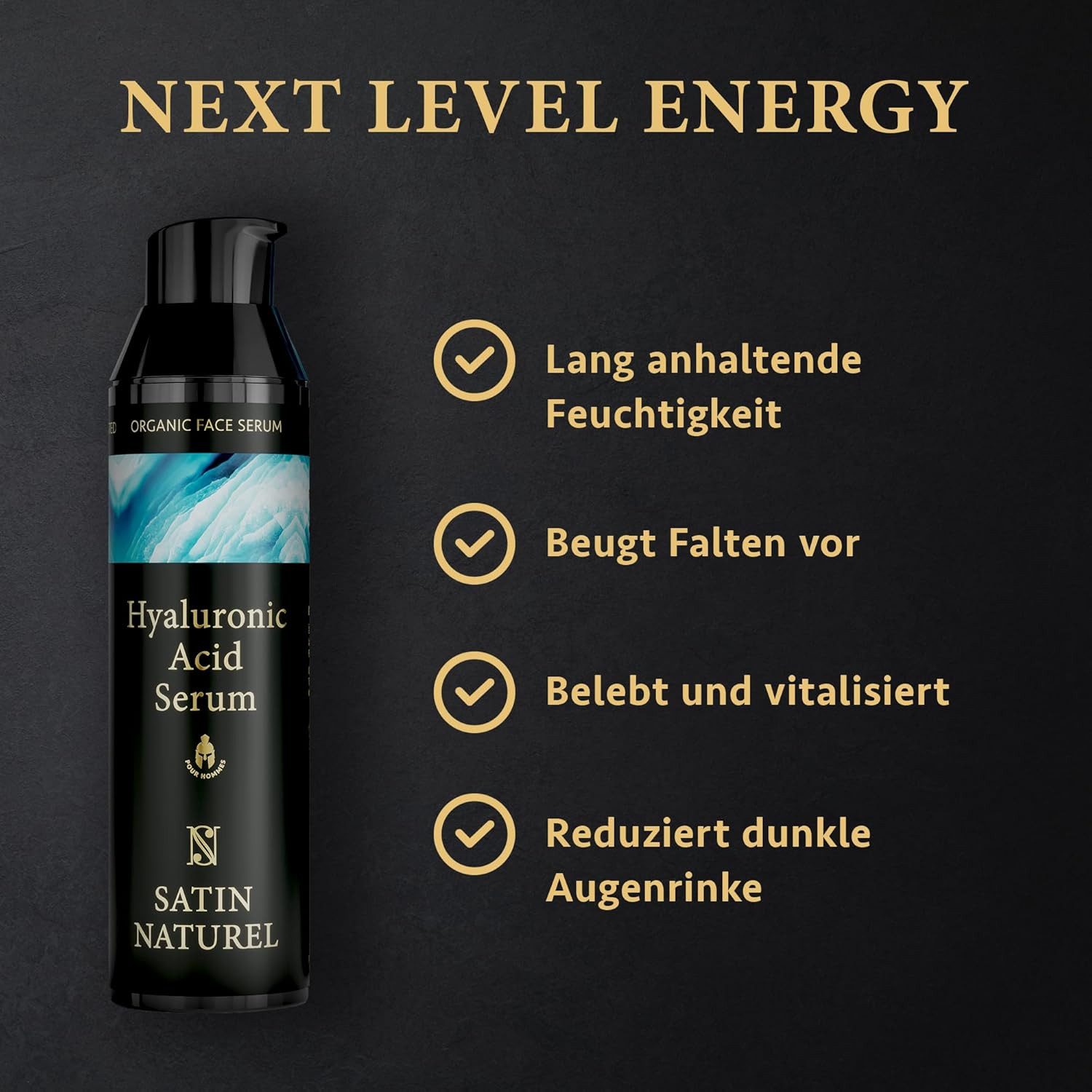 Satin Naturel Gesichtspflege For Men - Hyaluronsäure Bio Creme, Gesichtsserum, 1-tlg.
