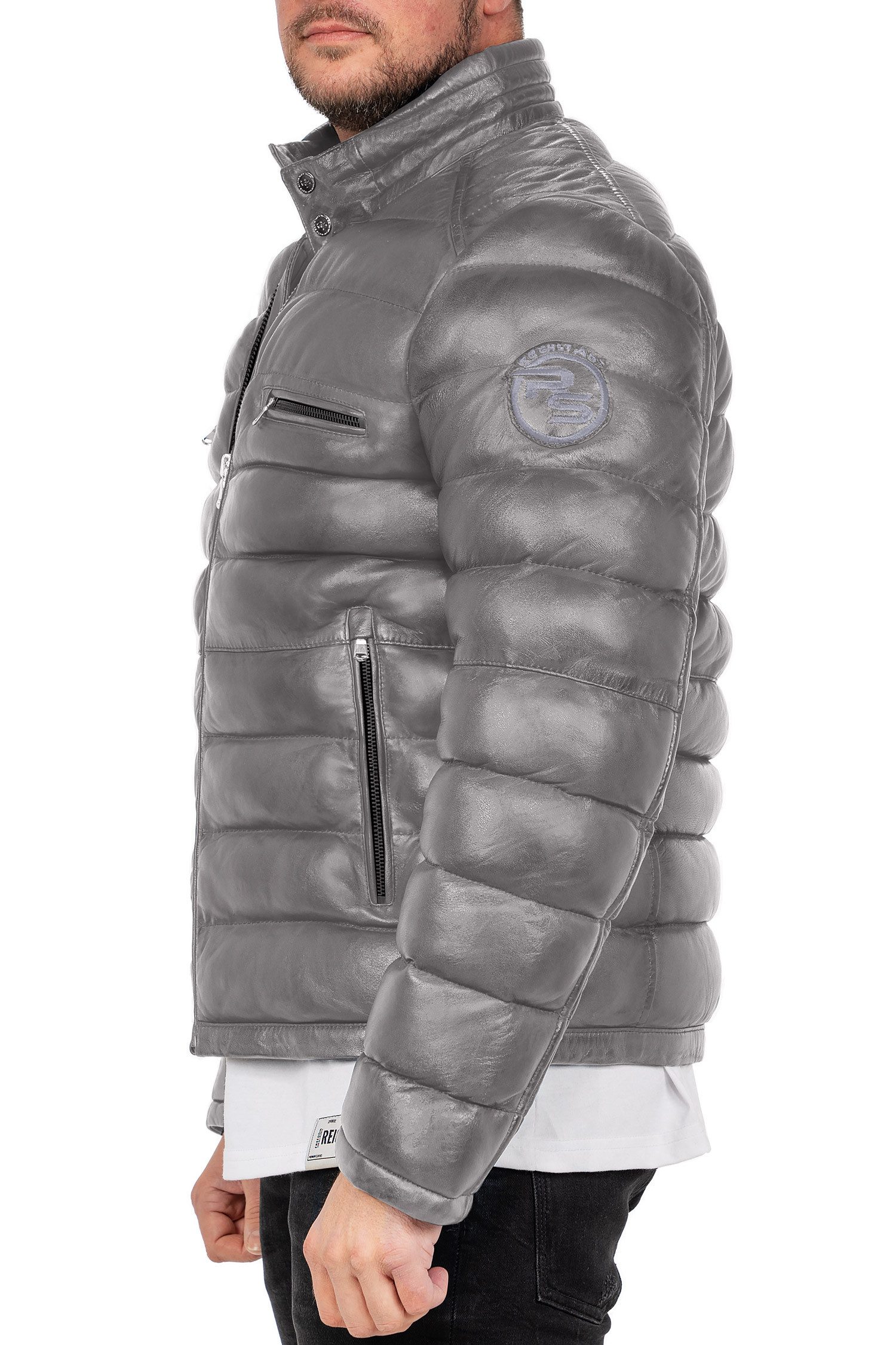 Reichstadt Bomberjacke Herren Regular Fit Jacke Echtleder 19RS016 Zweiwege-Reißverschluss