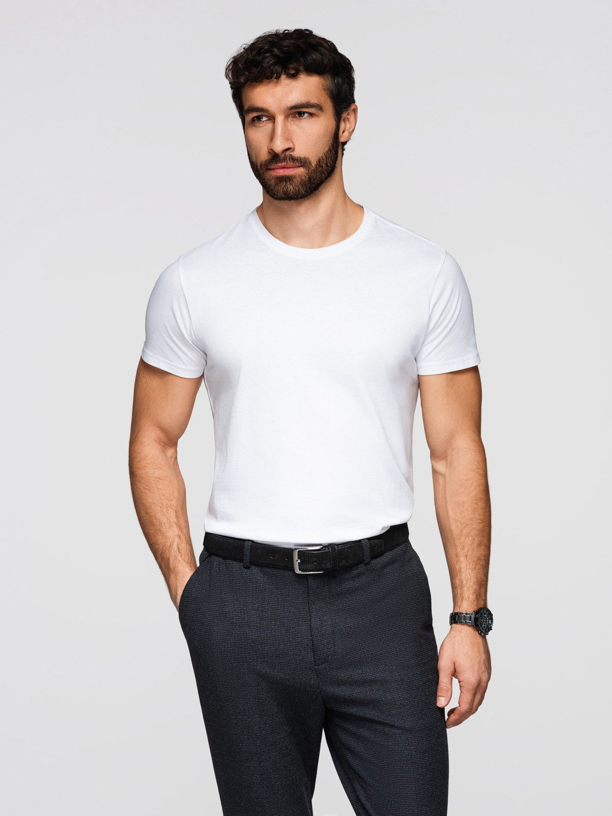 OMBRE T-Shirt Herren T-Shirt Set Baumwolle Basic Rundhals Black/white/navy M (T-Shirt-Set, 1-tlg., Set) Weiches Handgefühl