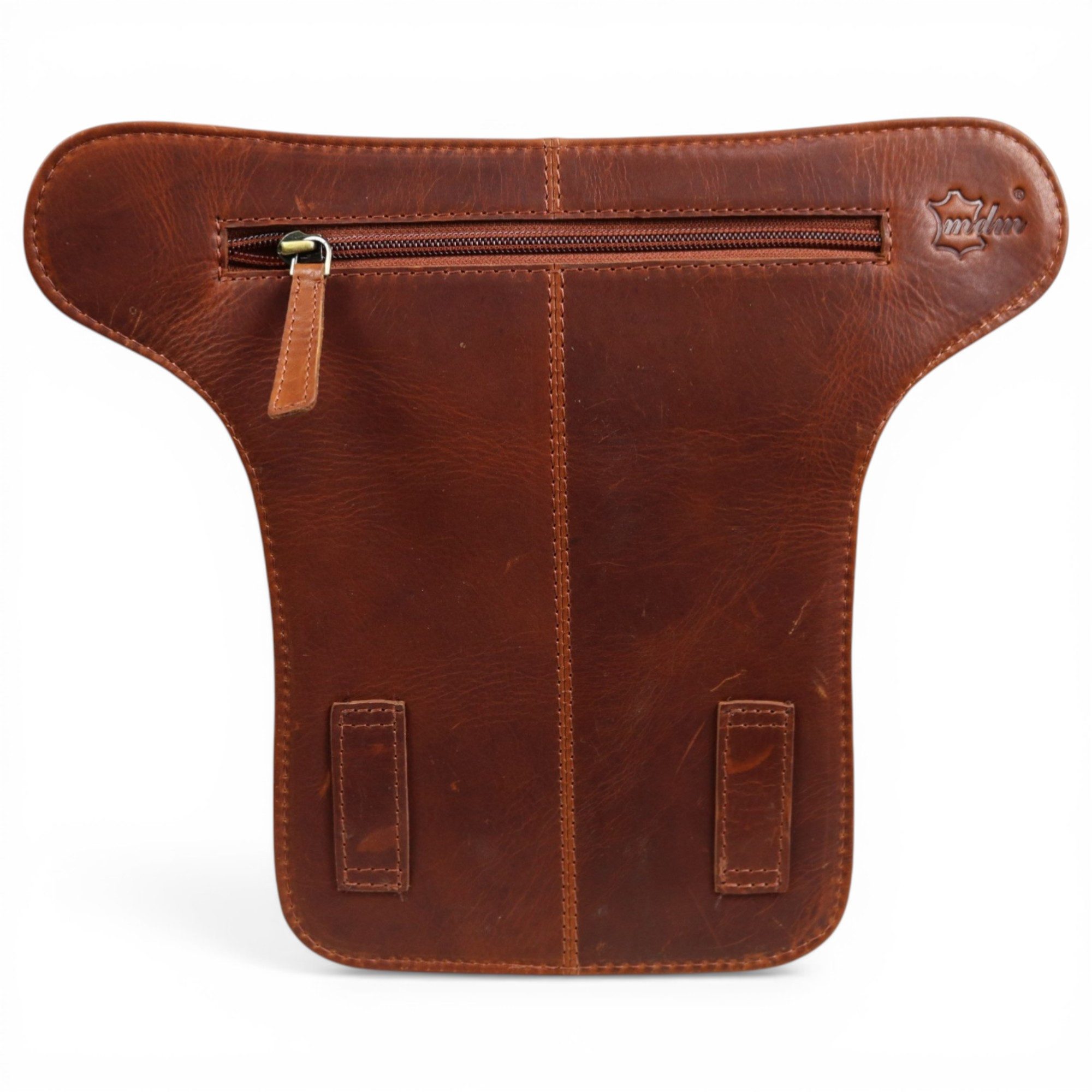 MDM Bauchtasche Biker Beintasche Hüft-, Gürteltasche, Custom Motorcycle Motiv, Echt Leder