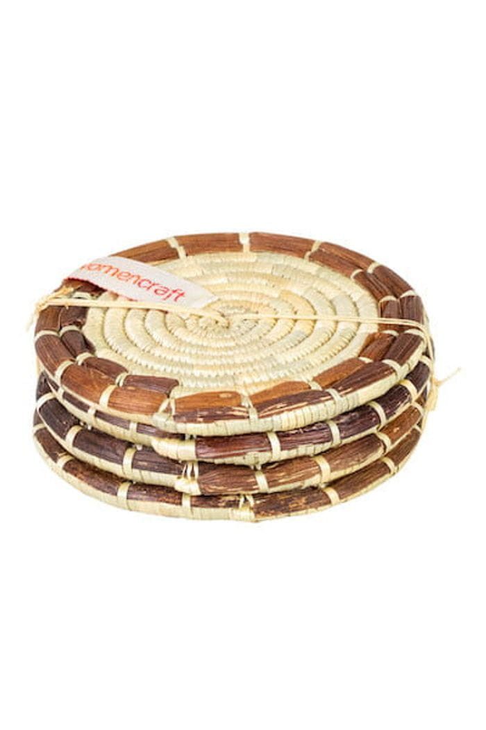 WomenCraft Glasuntersetzer 4er Set - 10cm - Braun, Handgefertigt · Recyceltes Glas · Unikat