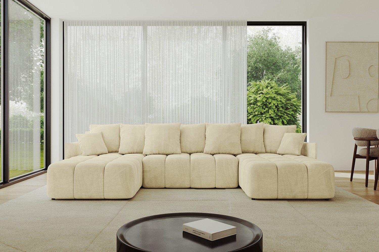 ALTDECOR Wohnlandschaft LONLI-U, Couch mit Schlaffunktion, Stauraum Wohnlandschaft Funktionsecke, Corner Sofa Bett Eckcouch Couch U-Form Schlafcouch Ausziehbar
