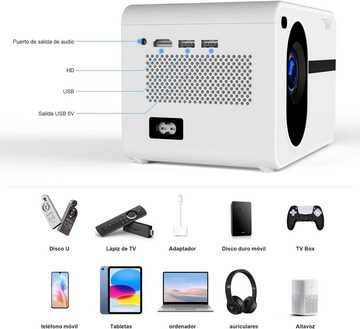 Wielio WiFi und Bluetooth Outdoor & Indoor Portabler Projektor (12000 lm, 1920 x 1080 px, Kompatibel mit iOS, Android, PC, Tablet, TV Stick, PS5)