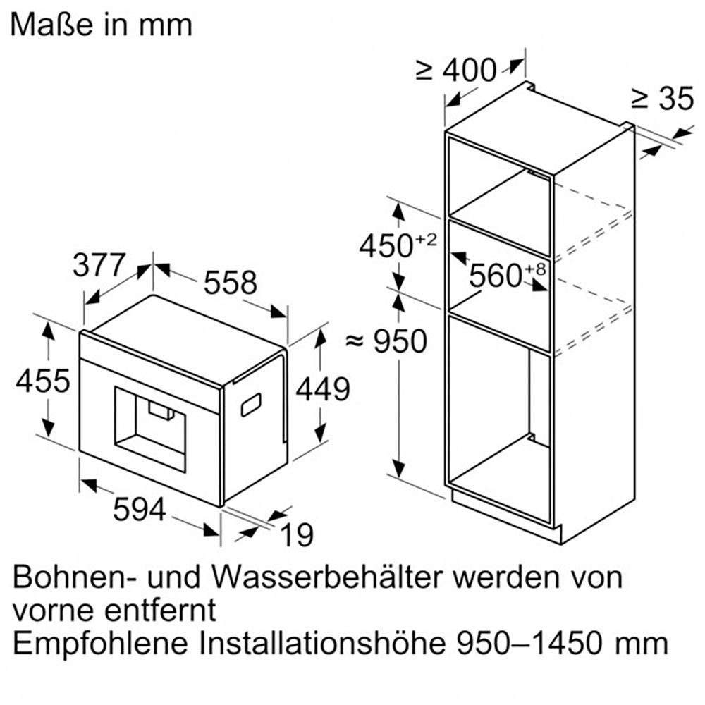 BOSCH Einbau-Kaffeevollautomat CTL7181B0, Touchdisplay & Aroma Select für Kaffeegenuss nach Ihrem Geschmack.