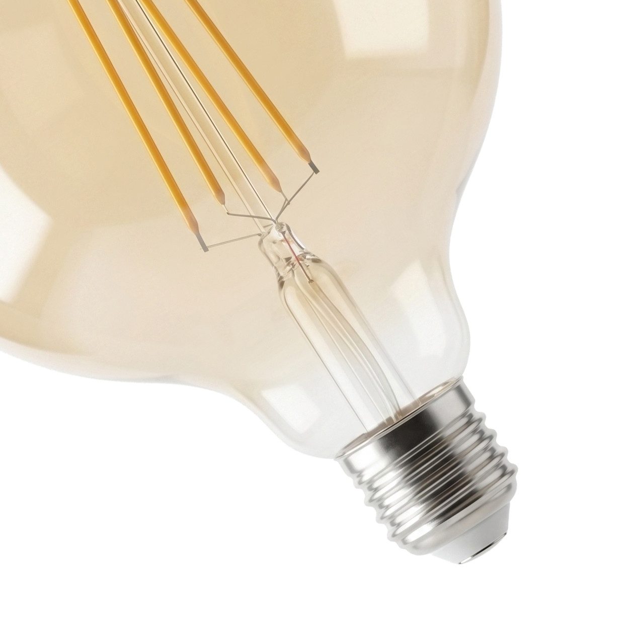 hofstein LED-Leuchtmittel 3er Set Glühbirne Warmweiß dimmbar 6 Watt, E27, 2700 Kelvin, 600 Lumen, Globe Vintage, Filament, Amber – Bild 4 von 5