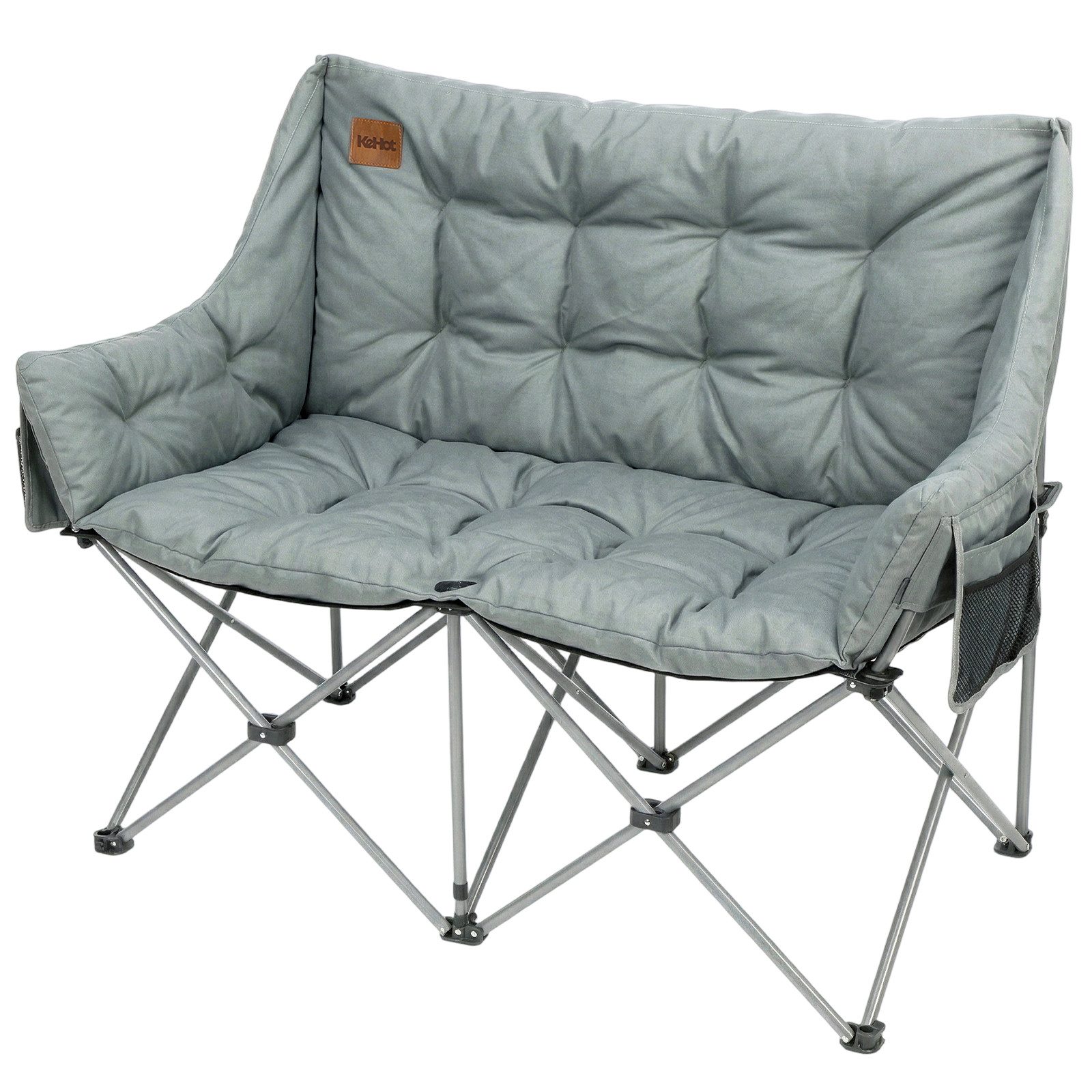 kehot Campingstuhl Faltbarer 2-Sitzer Campingstuhl mit 6 cm Polsterung, 127×94×60 cm (Doppelsitz Outdoor Sofa bis 240kg belastbar, Campingklappstuhl), Klappstuhl mit Oxford-Gewebe,Tragetasche, für Camping Garten Balkon