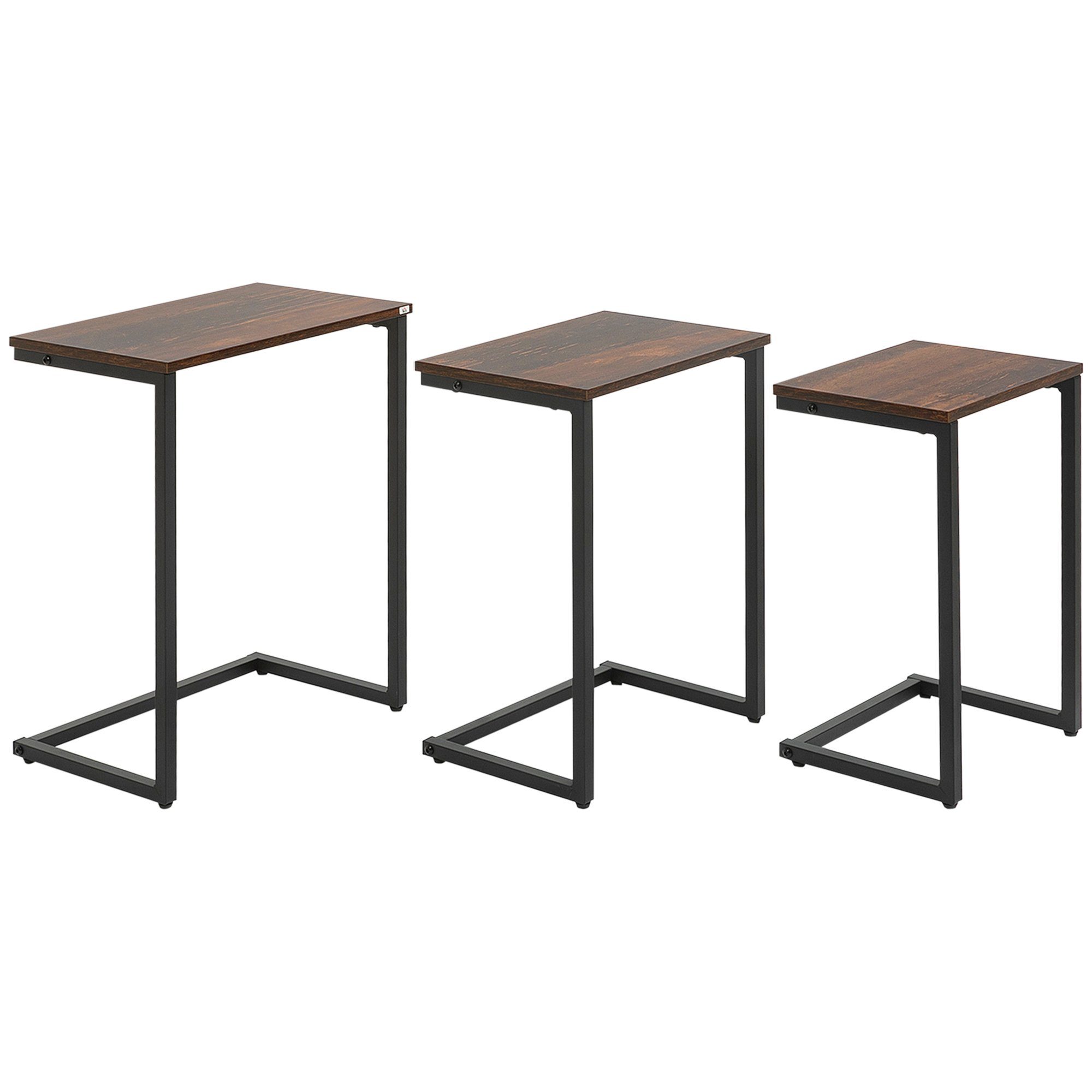 3er-Set, Stahlrahmen, x HOMCOM 3-St., 45 Breite Design, (Set, x Industrial Beistelltisch 3 x Beistelltisch), 60cm cm 30 45 Satztisch,