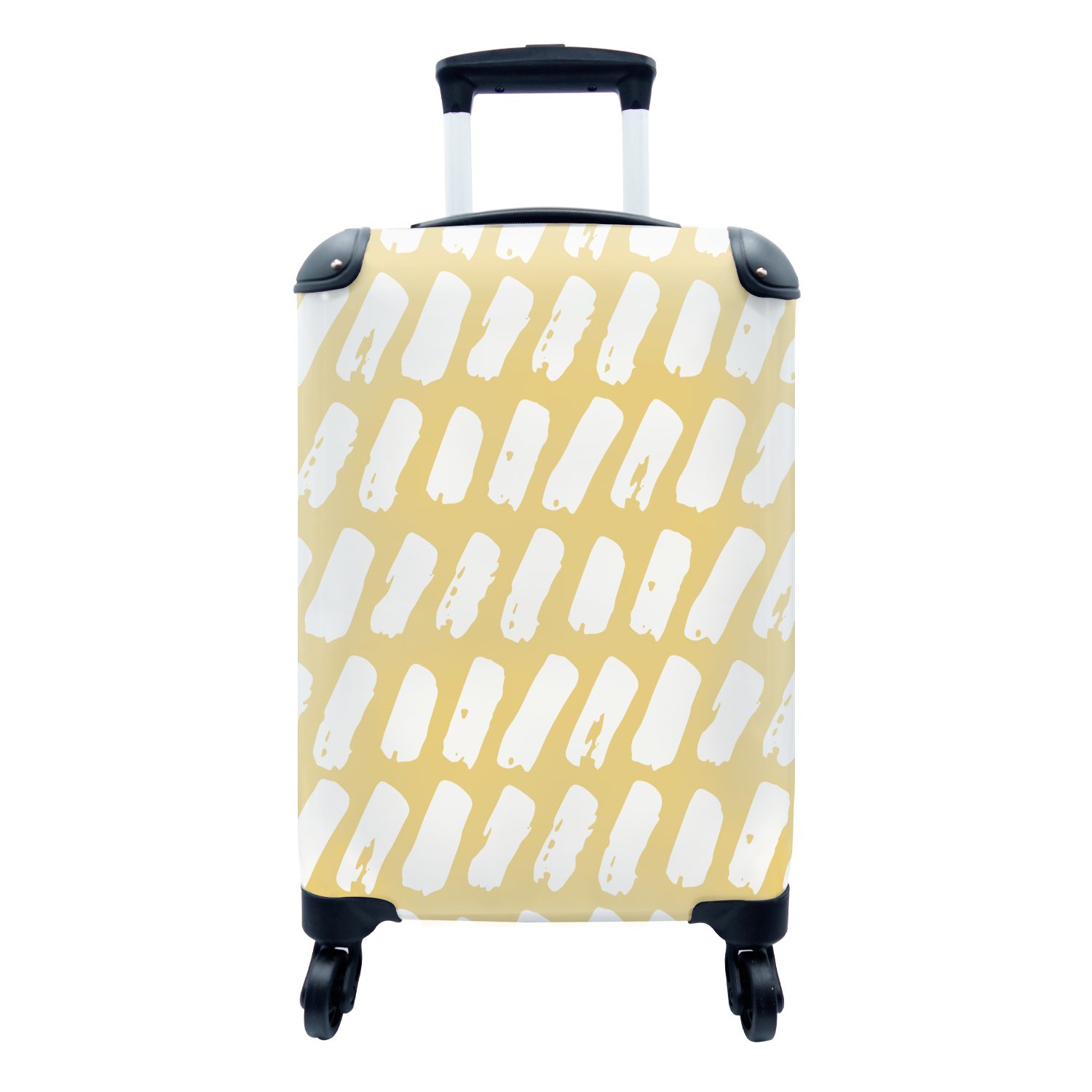 MuchoWow Handgepäckkoffer Gelb - Design - Weiß, 4 Rollen, Reisetasche mit rollen, Handgepäck für Ferien, Trolley, Reisekoffer