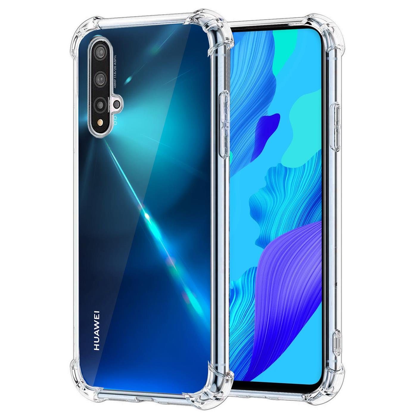 CoolGadget Handyhülle Anti Shock Rugged Case für Huawei Nova 5T 6,26 Zoll, Slim Cover mit Kantenschutz Schutzhülle für Nova 5T Hülle Transparent
