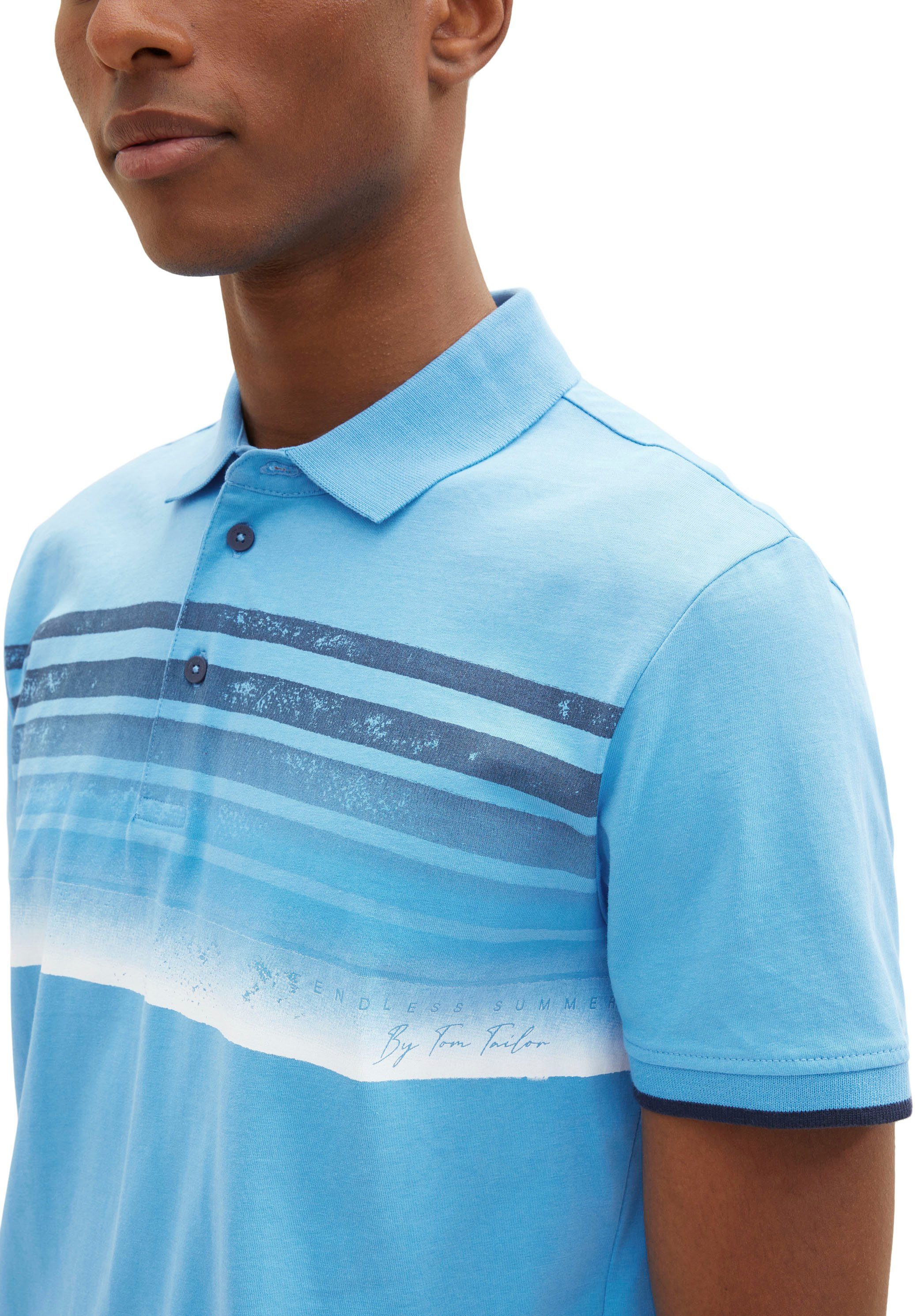 Poloshirt blue TOM mit kontrastfarbenen TAILOR sky Details rainy