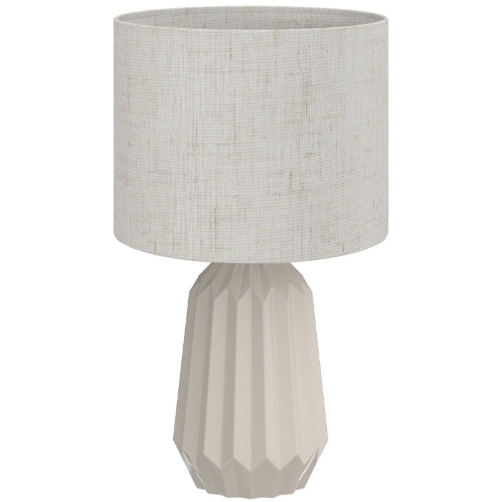 MIBODE Lampenschirm Tischlampe Leinenschirm Wippschalter Beige 22x22x39cm