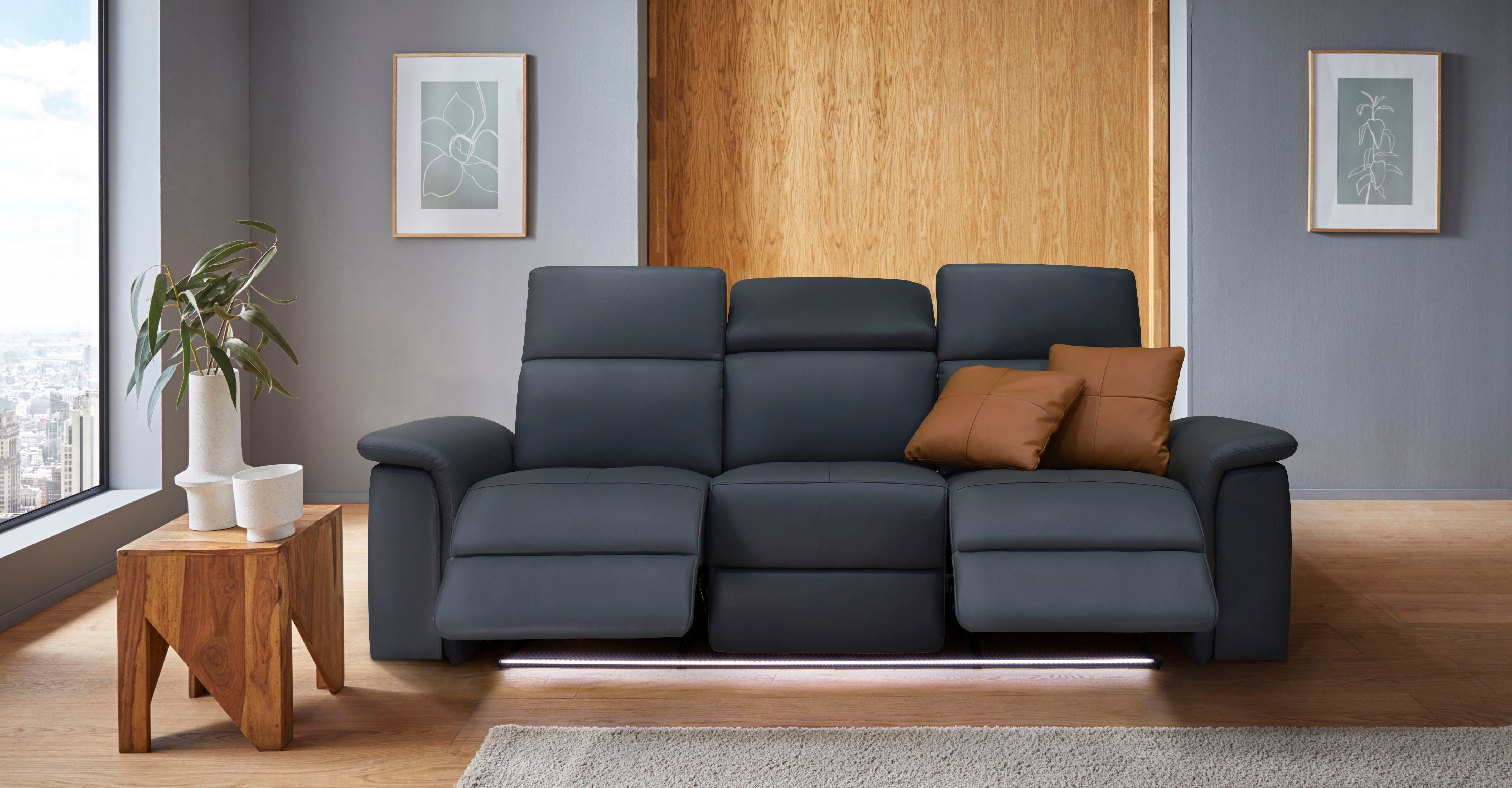 OTTO home 3-Sitzer Pareli 229cm, manuelle u. elektr. Relaxfunktion in 2 Sitzen, USB, KT-Verstellung, LED Beleuchtung, in Echtleder, Kunstleder, Web – Bild 2 von 5
