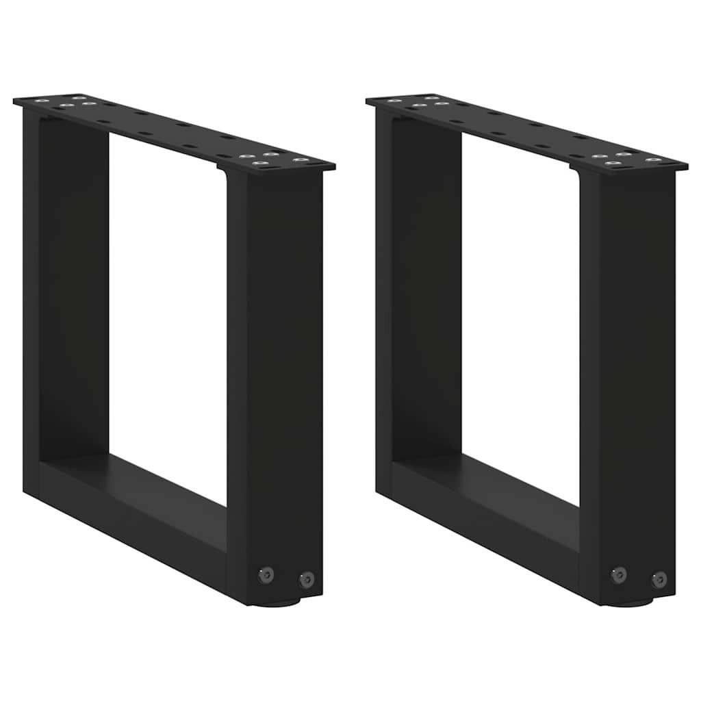 vidaXL Tischbein Couchtischbeine U-Form 2 Stk. Schwarz 30x(30-31) cm Stahl