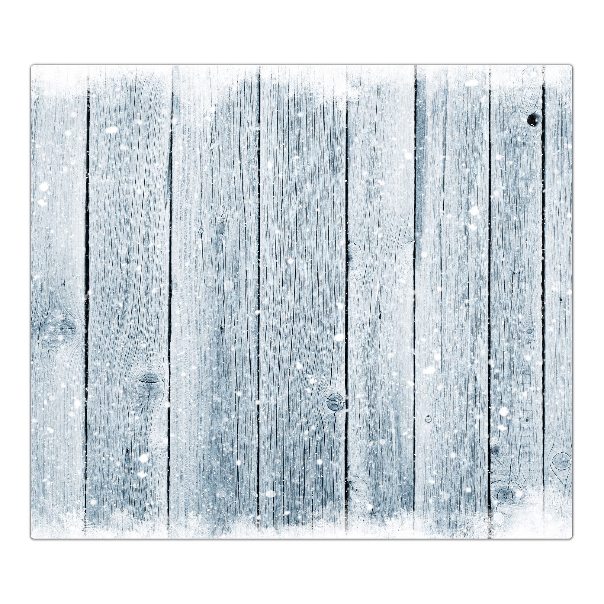 Primedeco Herd-Abdeckplatte Herdabdeckplatte Spritzschutz aus Glas Holzbalken mit Schnee, Glas, (1 tlg)