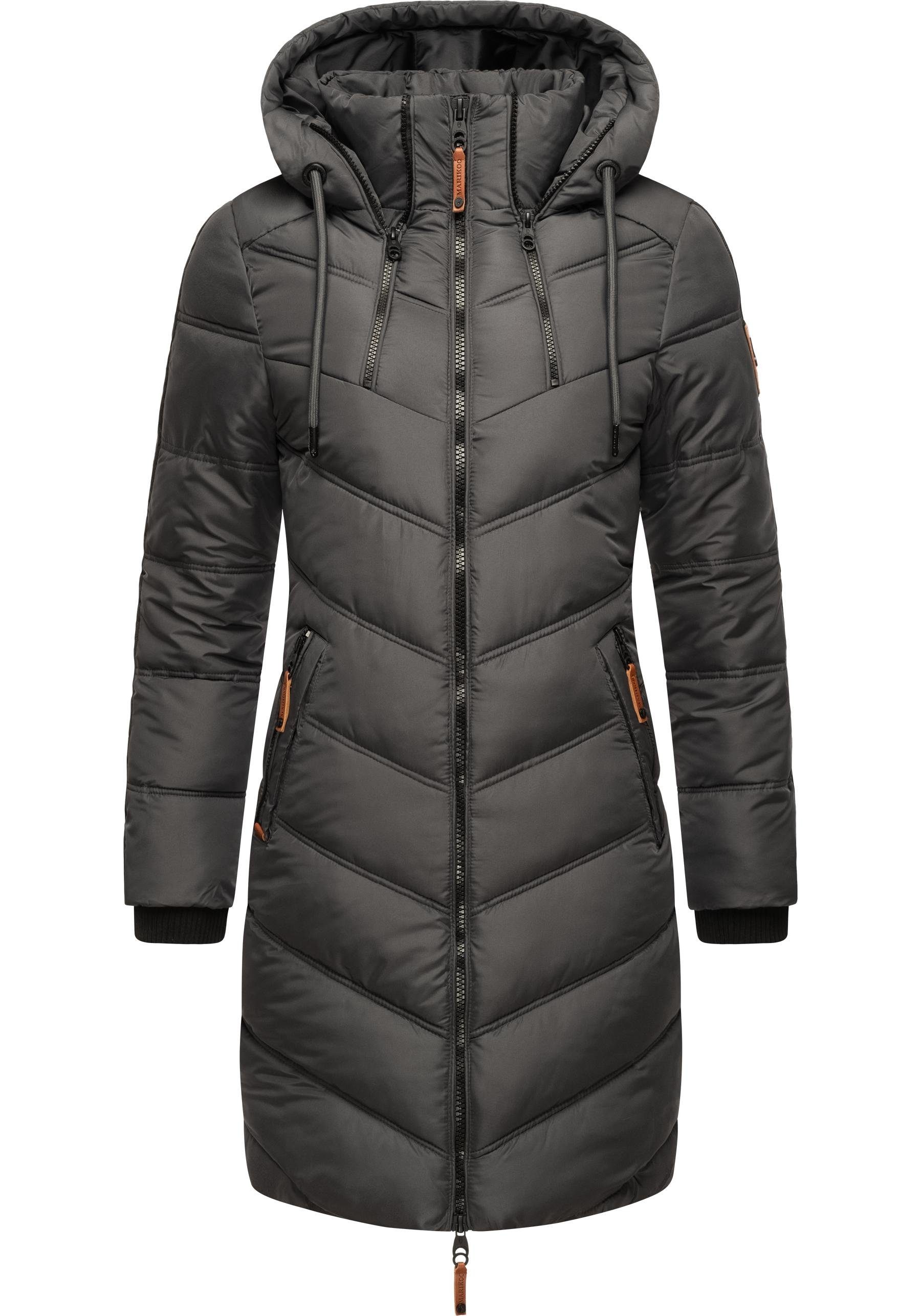 Marikoo Wintermantel Armasa modischer Damen Winter Steppmantel mit Kapuze