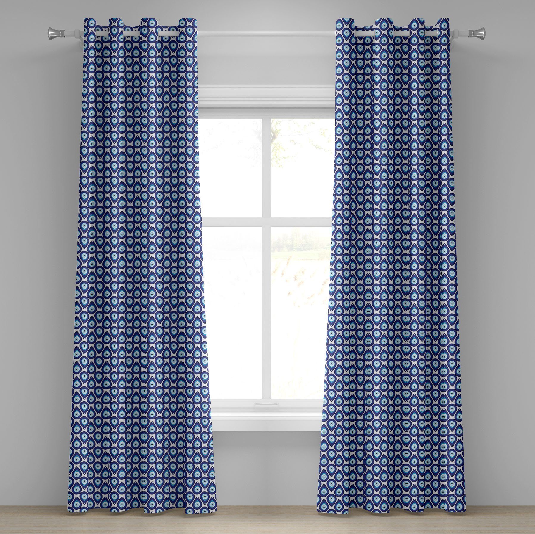 Gardine Dekorative 2-Panel-Fenstervorhänge für Schlafzimmer Wohnzimmer, Abakuhaus, Evil Eye Tropfen Wulst