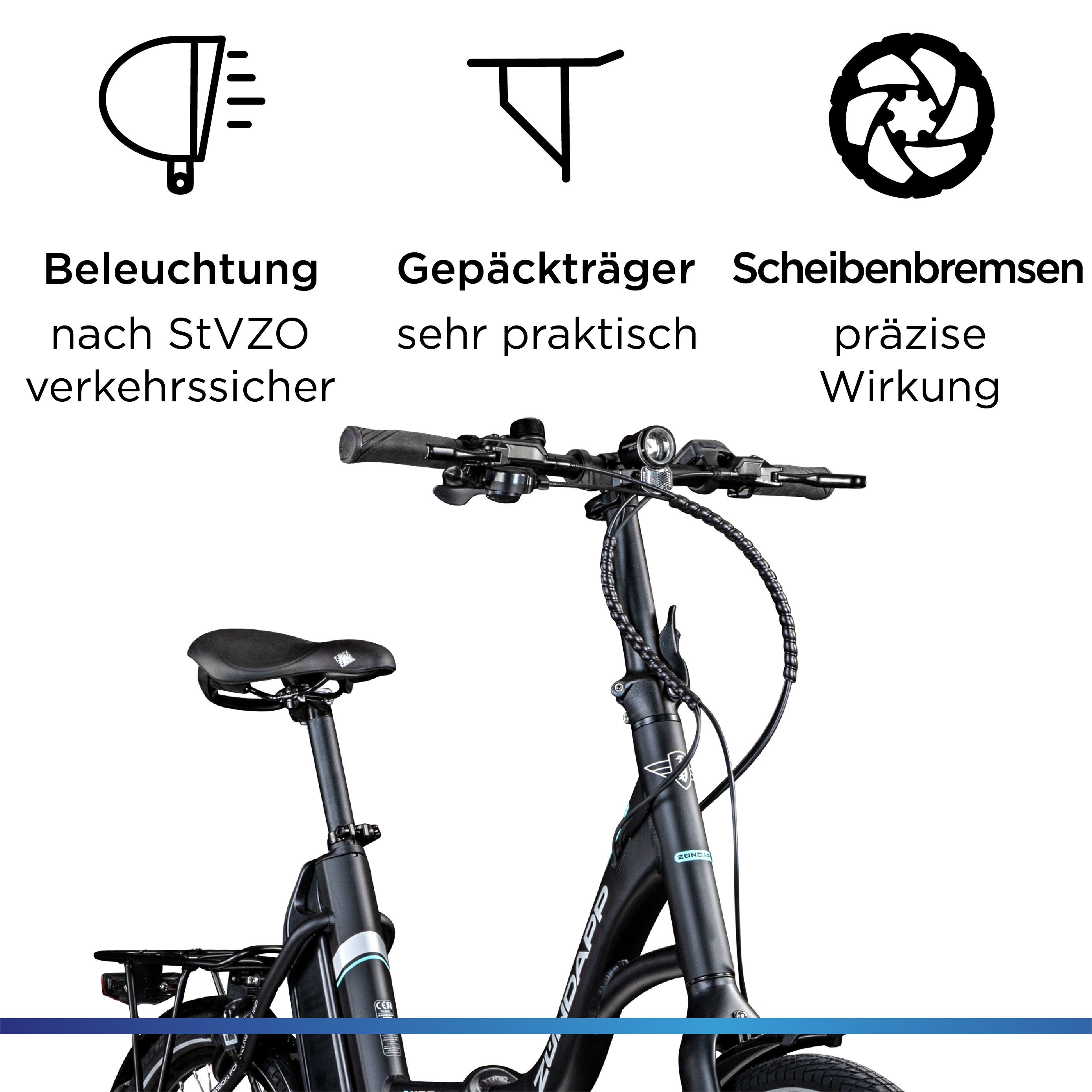Zündapp E-Bike Folding Bike X100, 9-speed Shimano Sora derailleur, mid-drive motor, 400 Wh battery, pedelec, electric bicycle for men and women