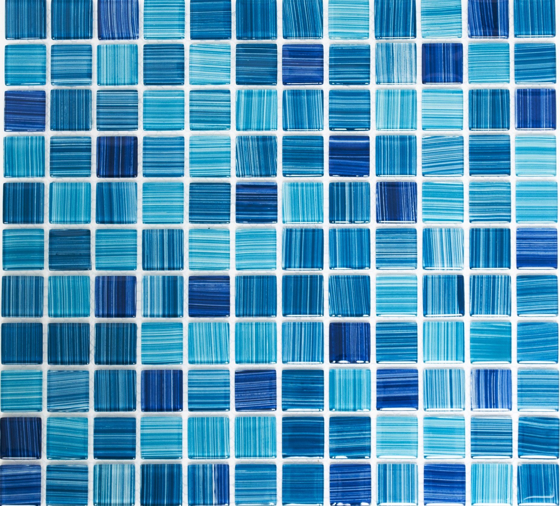 Mosani Mosaikfliesen Glasmosaik Crystal Mosaikfliesen strichblau glänzend / 10 Matten