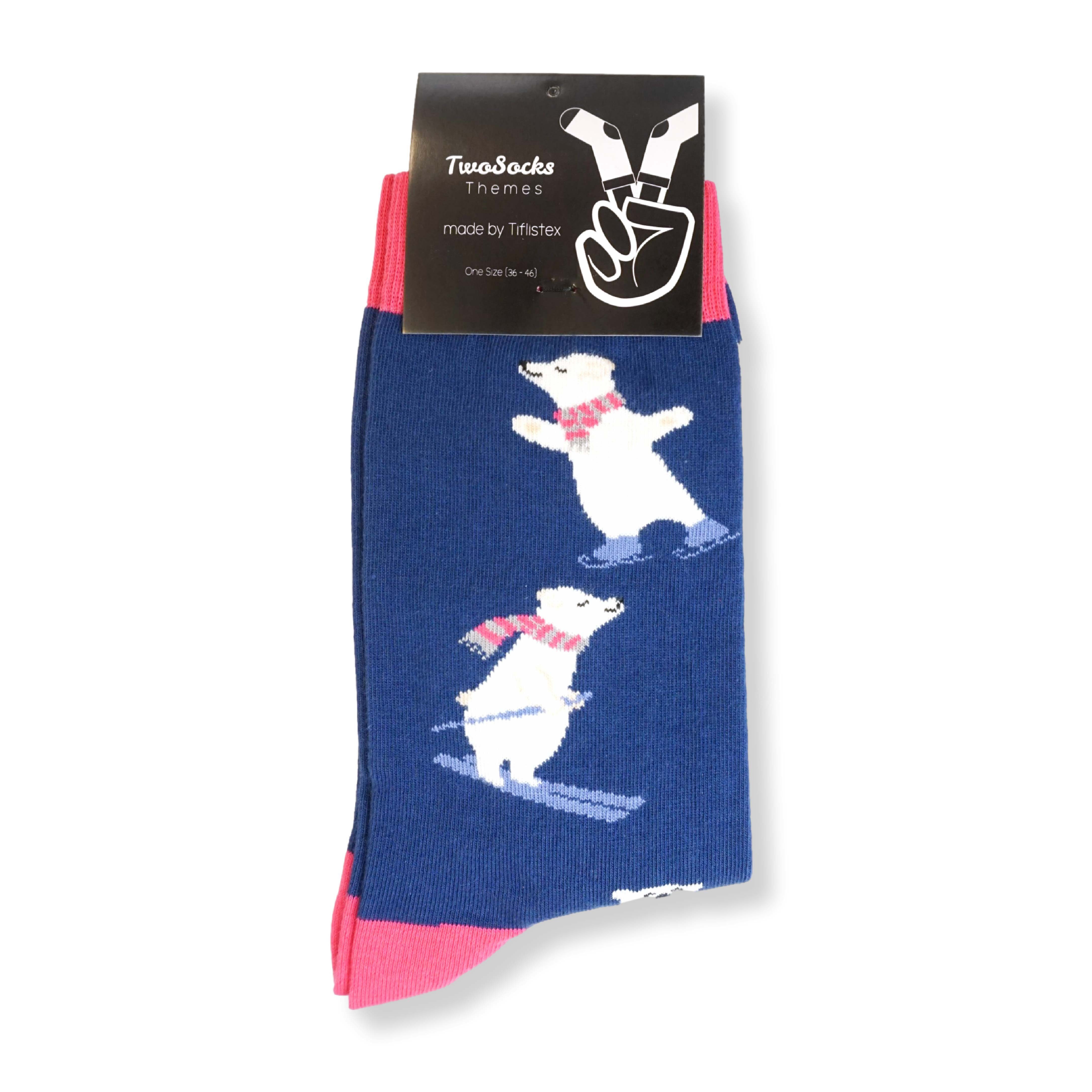 Freizeitsocken Weihnachtssocken Eisbär Socken für Damen und Herren Einheitsgröße