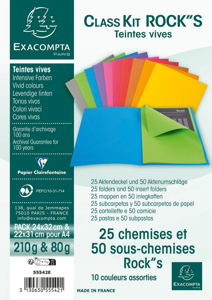 Thumbnail - EXACOMPTA Organisationsmappe 10x Set 25 Aktendeckel 210 + 50 Aktendeckel 80 - sortiert - 55542E, Aktendeckel