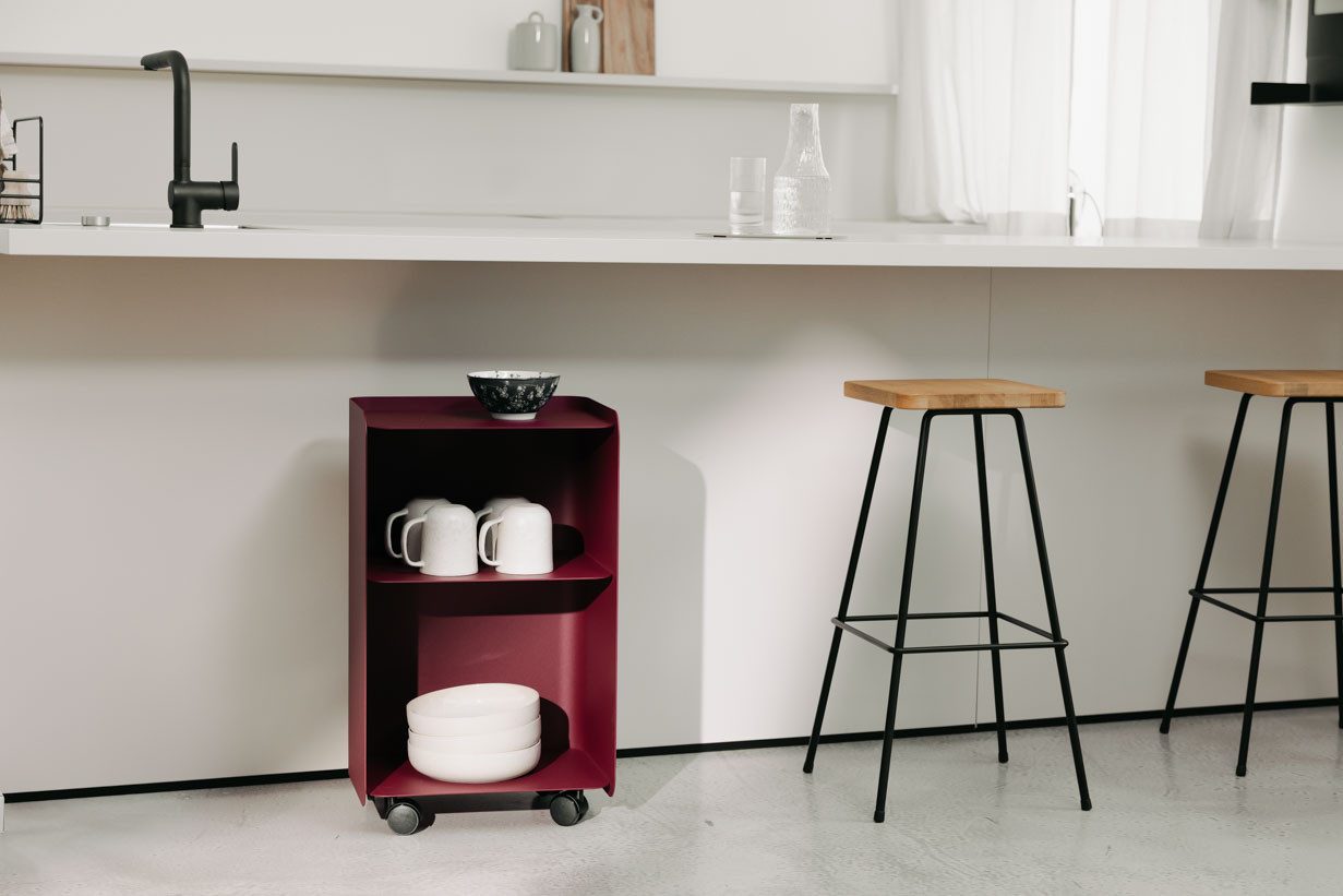 Metallbude Rollcontainer JUNO, variabel nutzbar als Beistelltisch, Nachttisch oder Organizer
