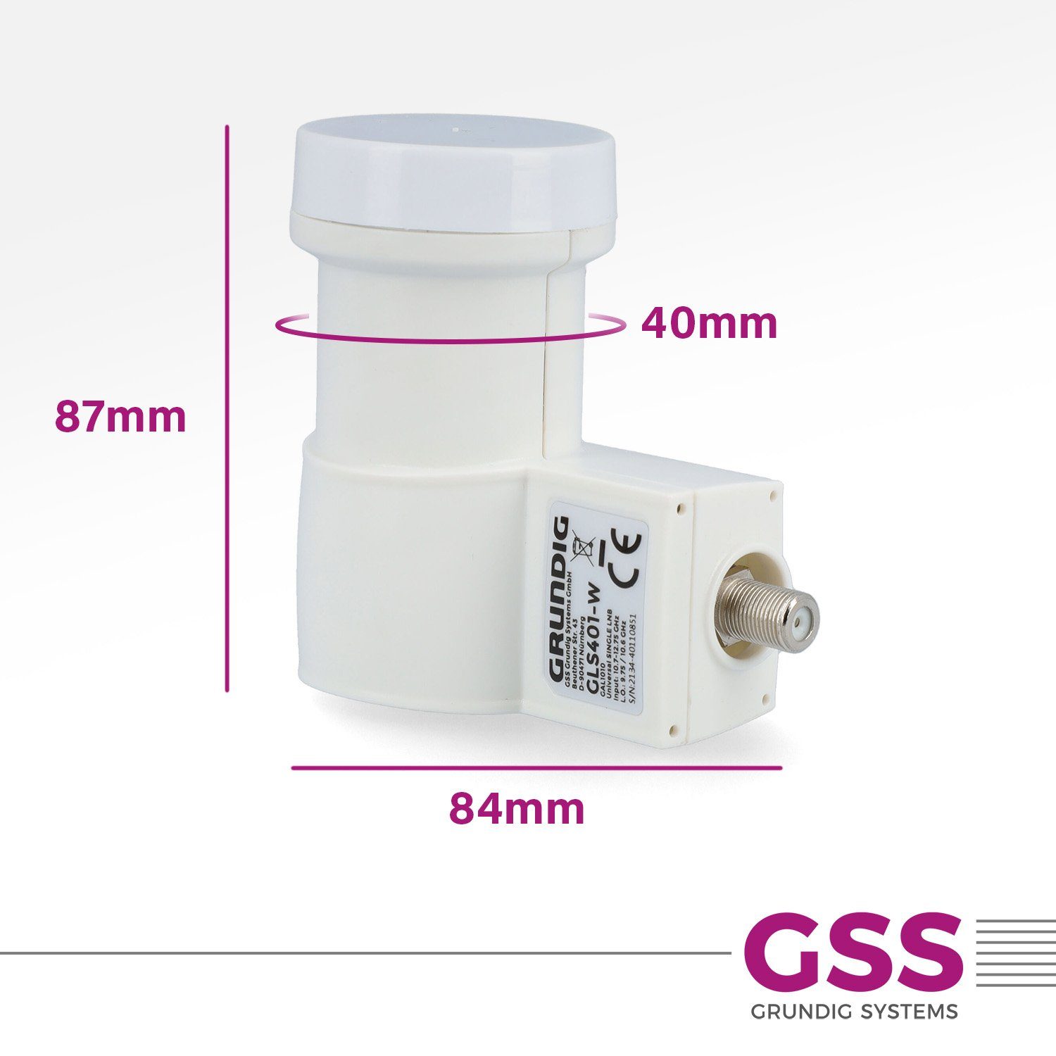 GSS Universal-Single-LNB Full - + hitzebeständig) 401 Filter (LTE HD, weiß Wetterschutzkappe, Aufdrehhilfe kälte- 4K, & GLS