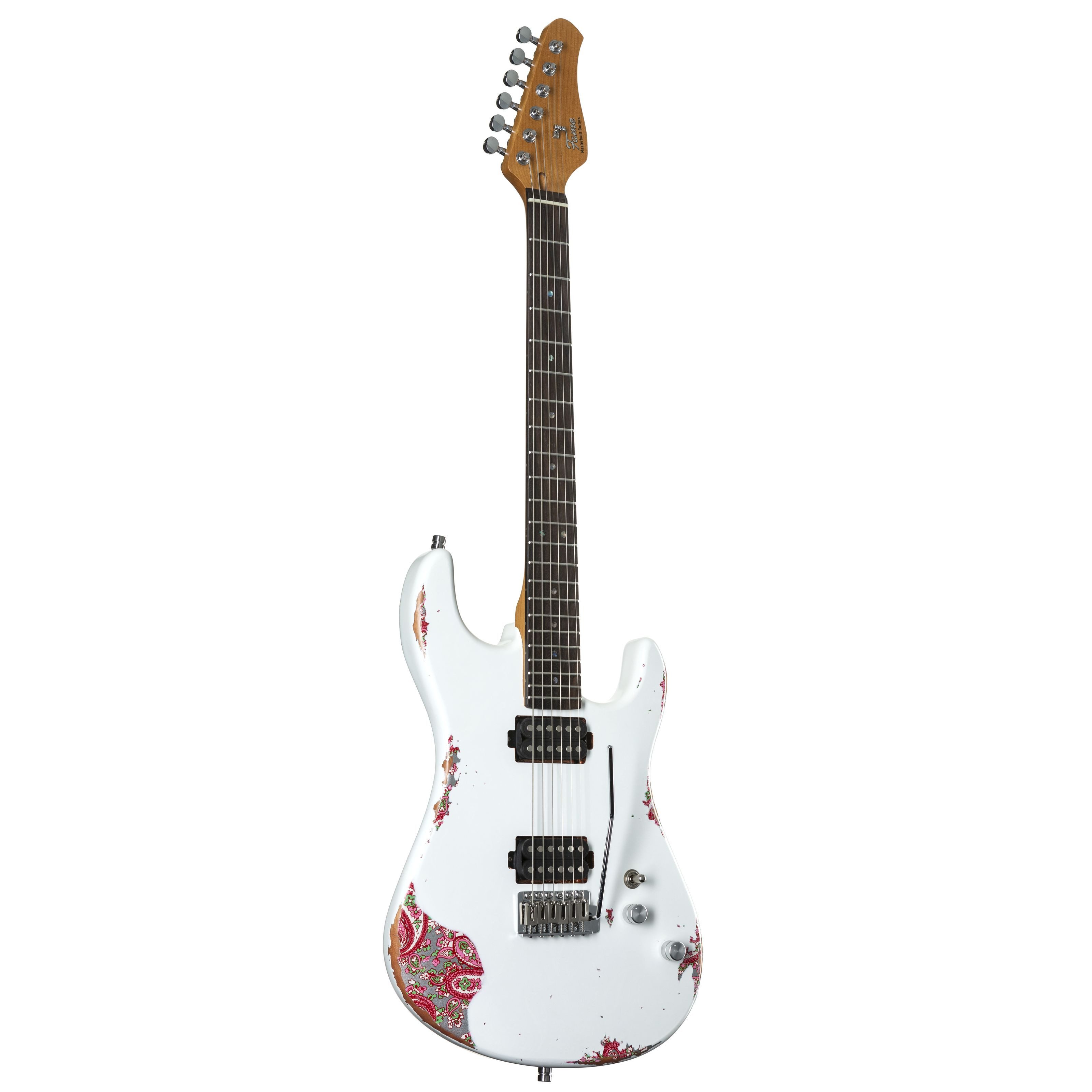 FAME E-Gitarre, E-Gitarren, ST-Modelle, Custom ST RW Worn Milk over Paisley - E-Gitarre