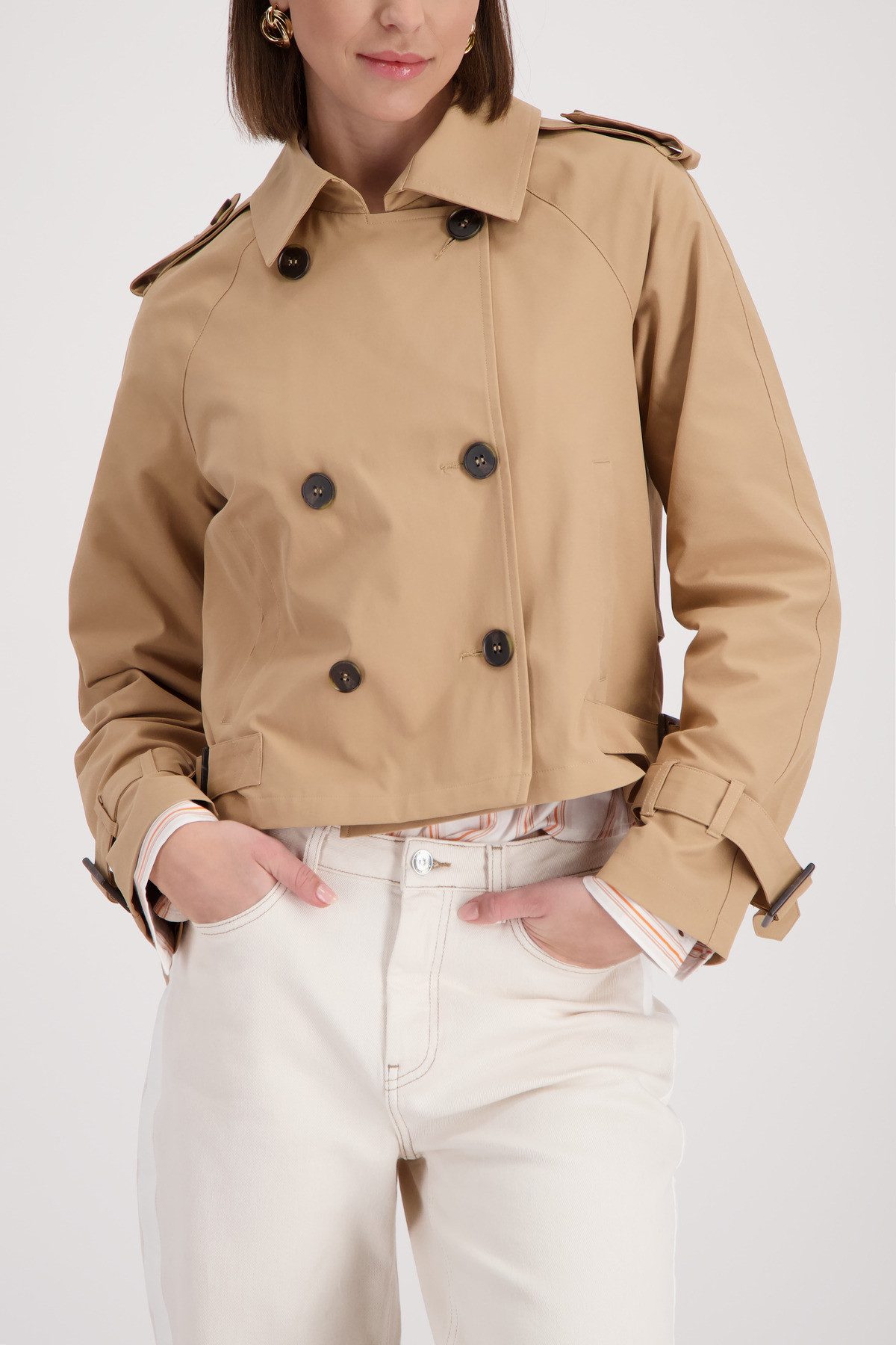 Monari Kurzjacke Trench kurz Regular fit mit stilvollen Knöpfen