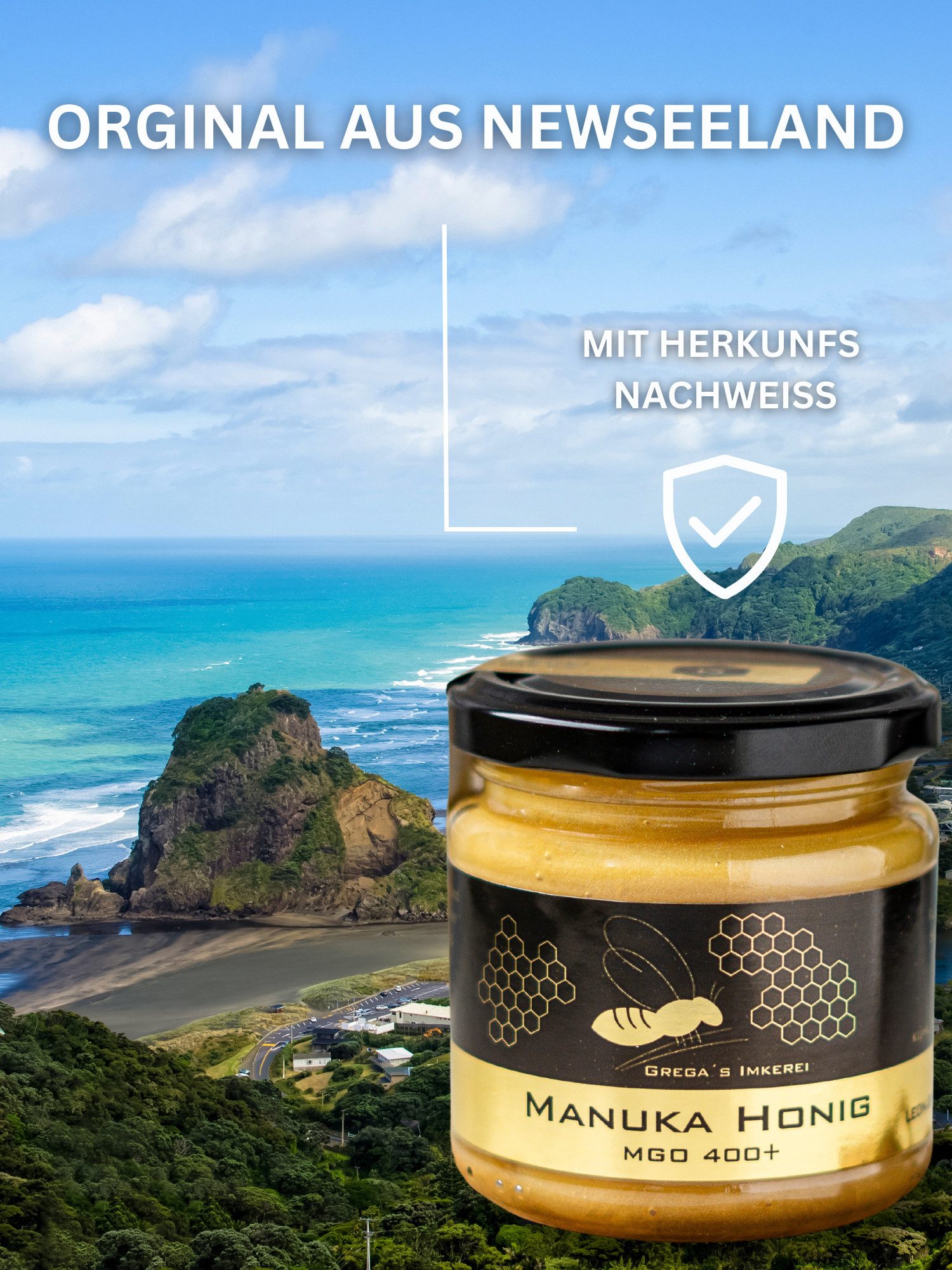 Grega´s Imkerei Honig Manuka Honig MGO 400+ Labor Zertifiziert, 1 x 250 g, (Original aus Neuseeland, Cremiger Honig), in deutschen Laboren getestet & zertifiziert