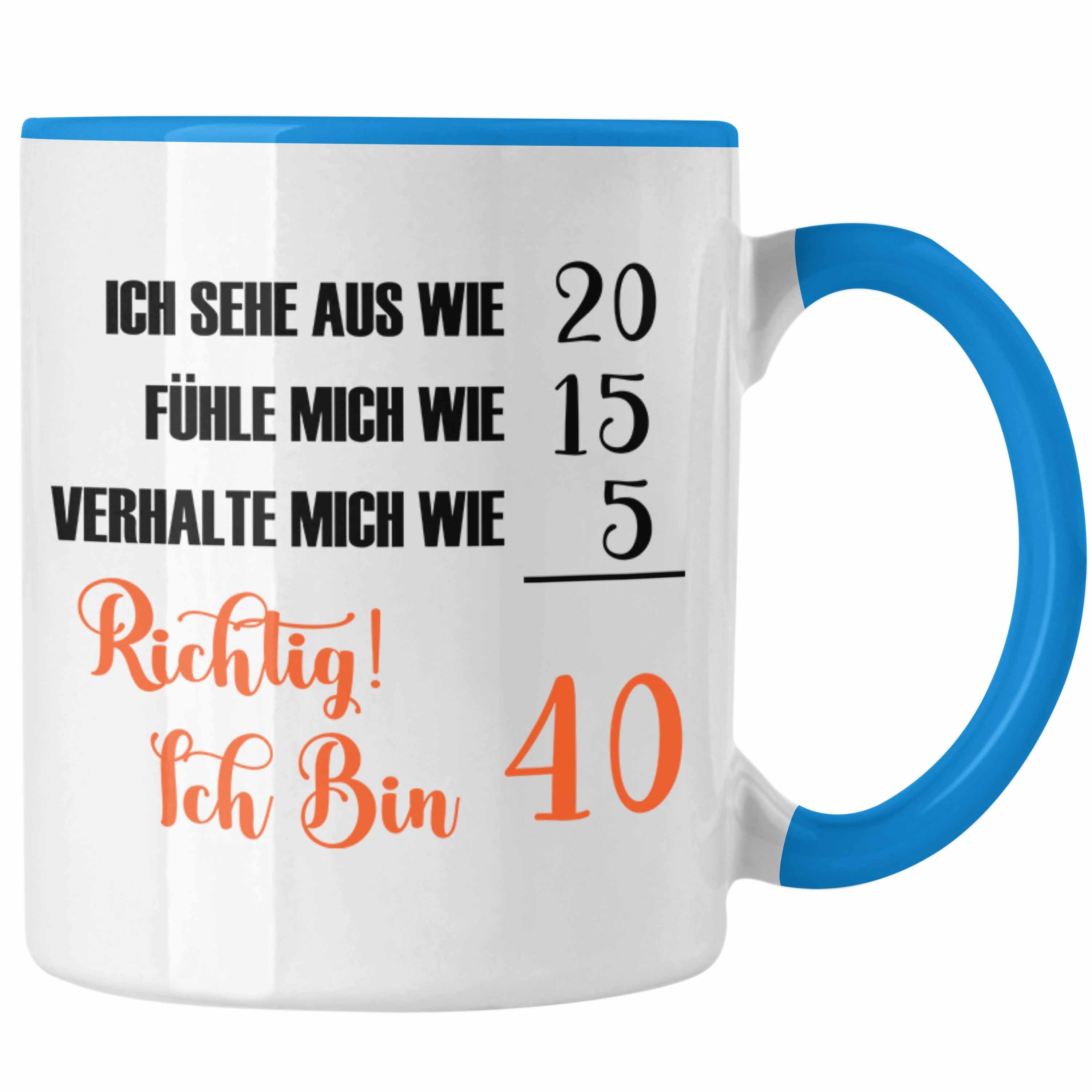 Trendation Tasse Tasse 40. Geburtstag Lustiges Geschenk Frauen 40er B Day Blau