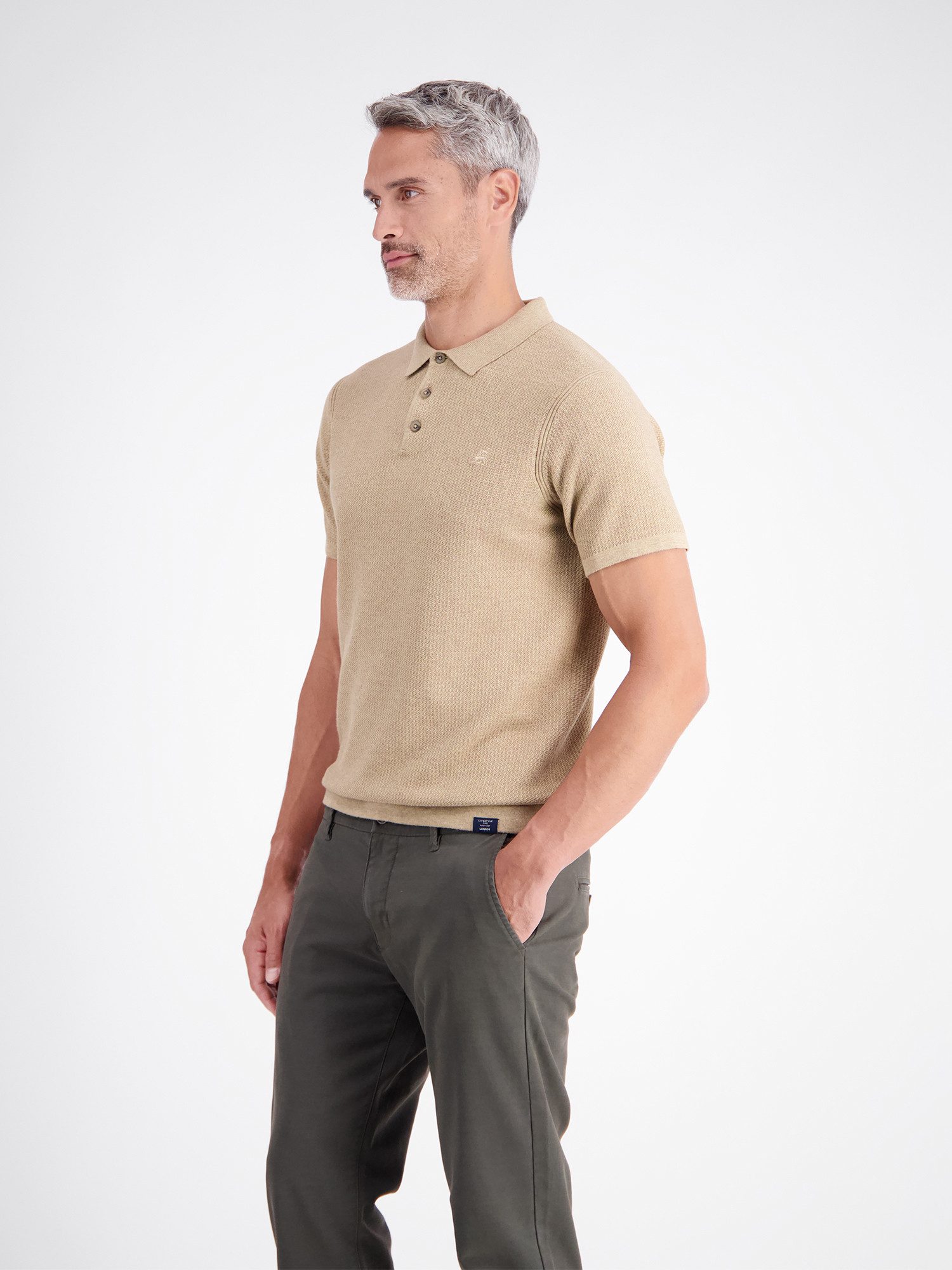 LERROS Poloshirt Polohemd in legerer Strickoptik aus griffiger Baumwolle