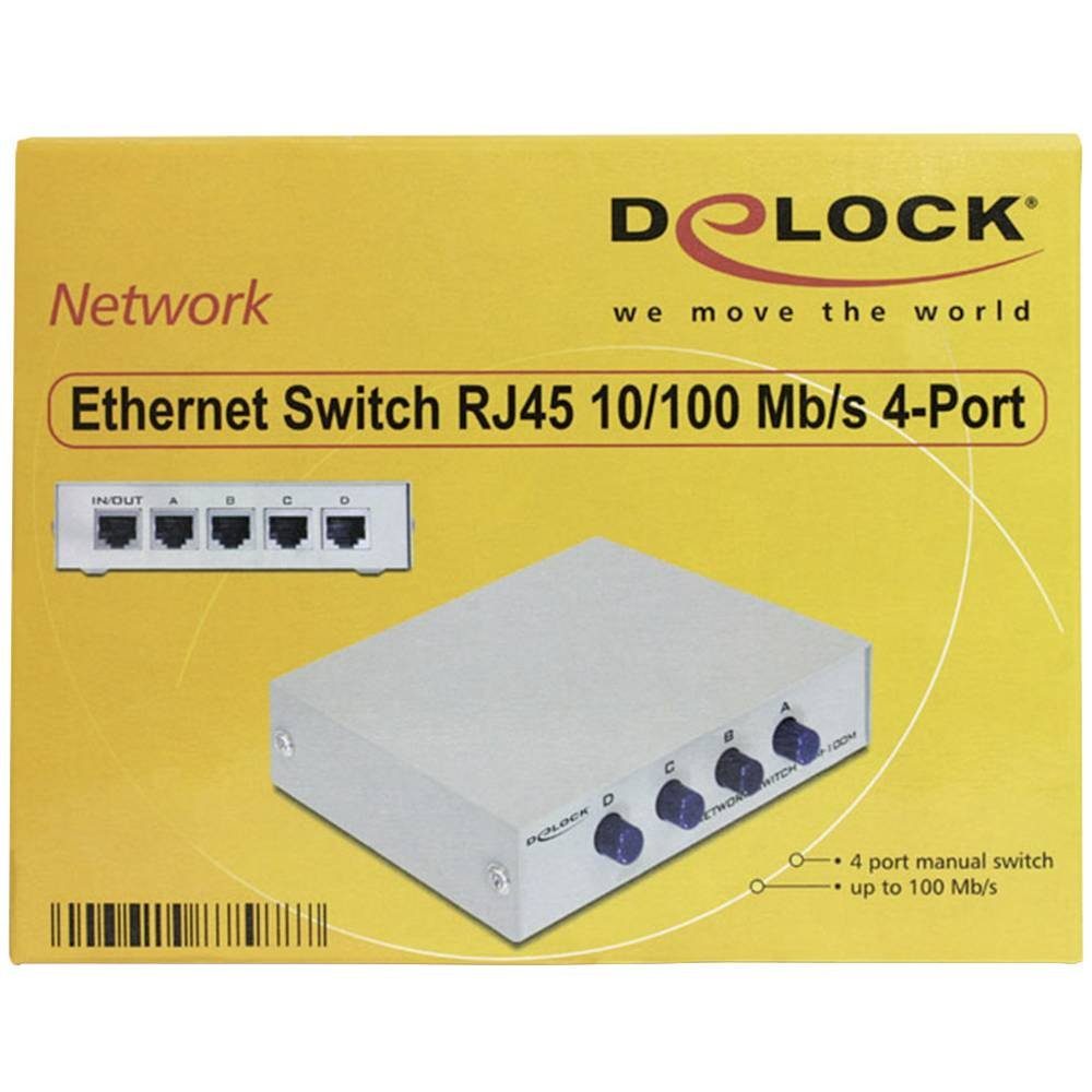Switch Delock 4-Port 10/100 manuell, Mb/s Netzwerk-Switch beige RJ45