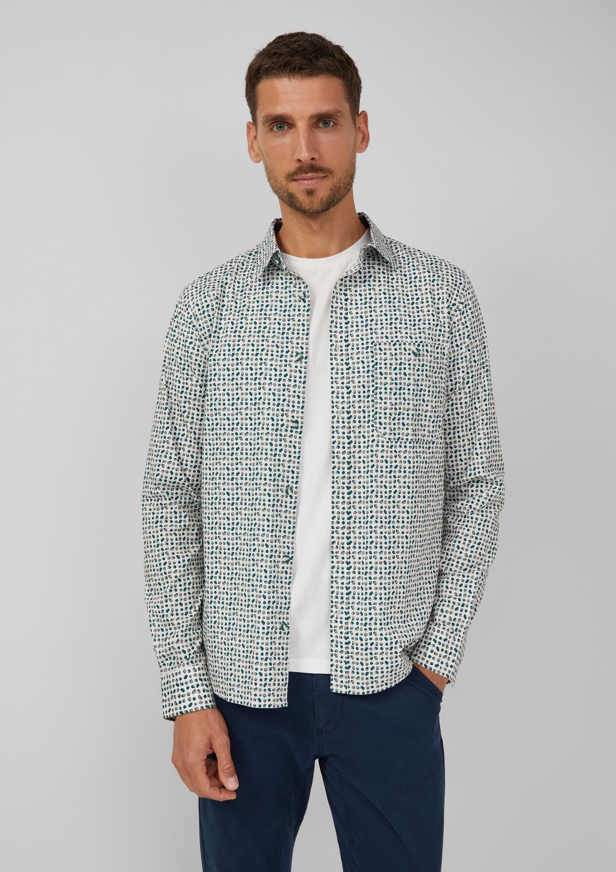 s.Oliver Langarmhemd Hemd Slim Fit: Gemustertes Hemd aus Baumwollstretch günstig online kaufen
