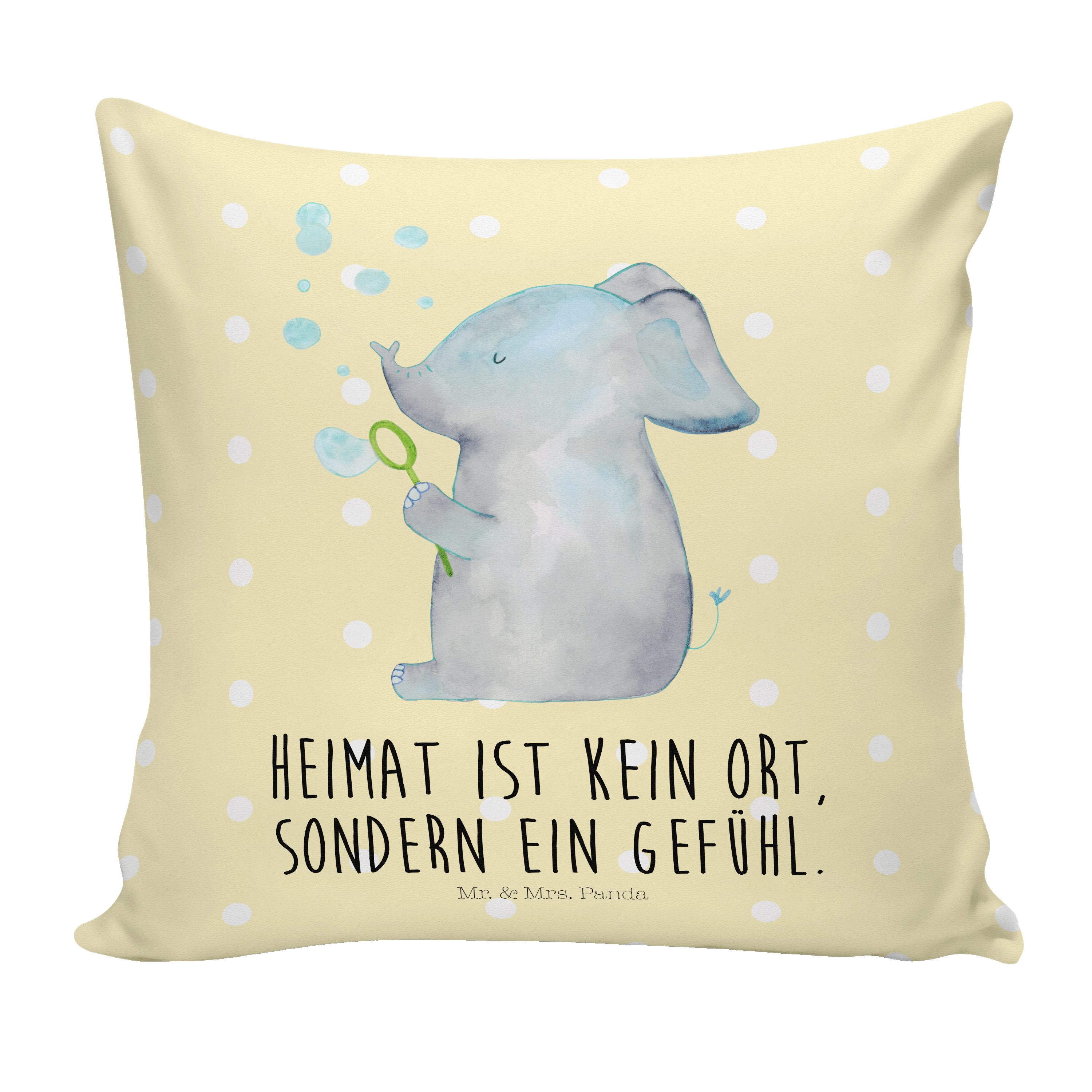 Panda Mr. Seifenblasen Gelb Dickhäter - Pastell Elefant Geschenk, Sofakissen, & Mrs. - Dekokissen