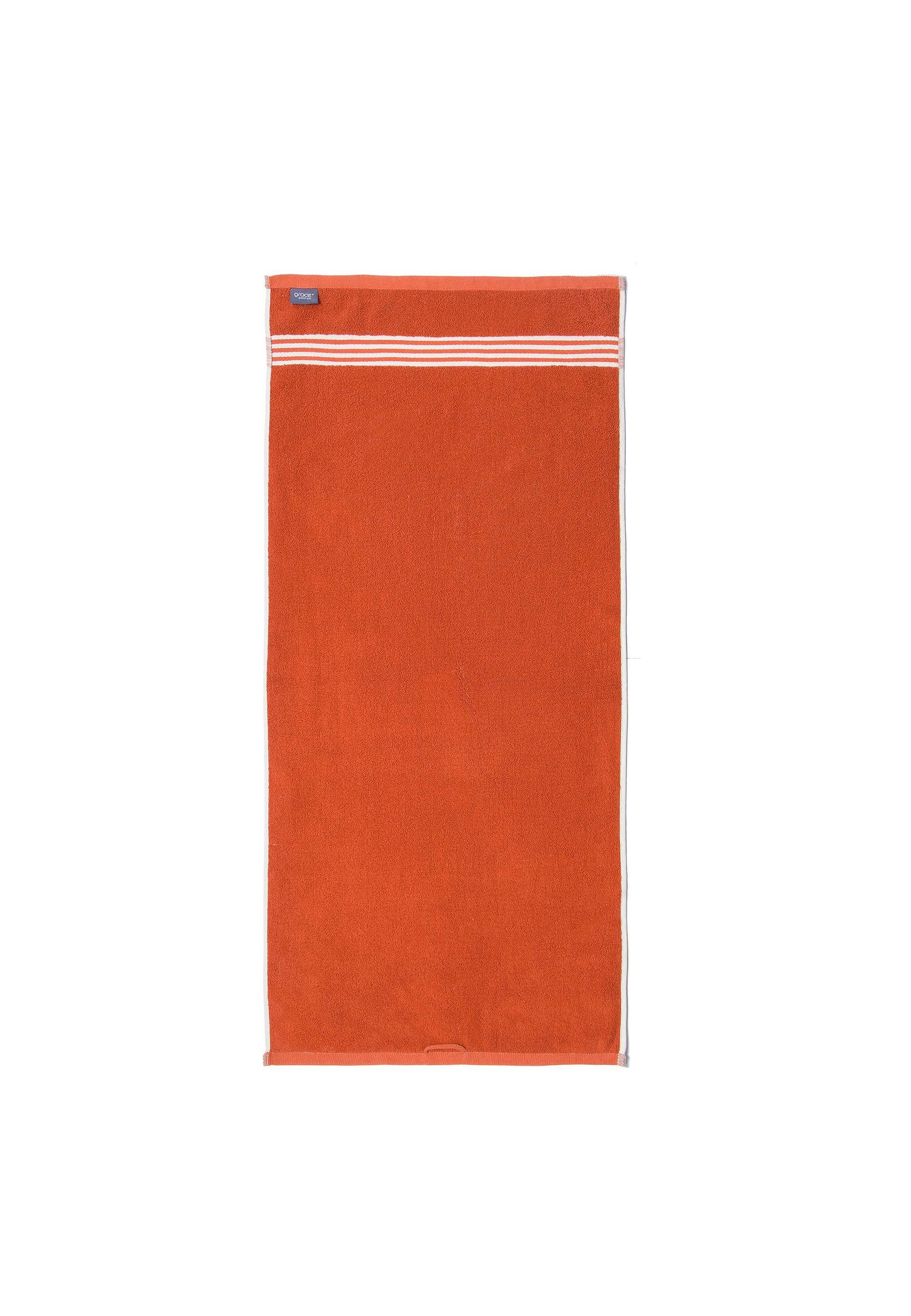 mit Sports, Bordüre orange Handtuch weiß, grand (1-St), spa akzentuierter grace