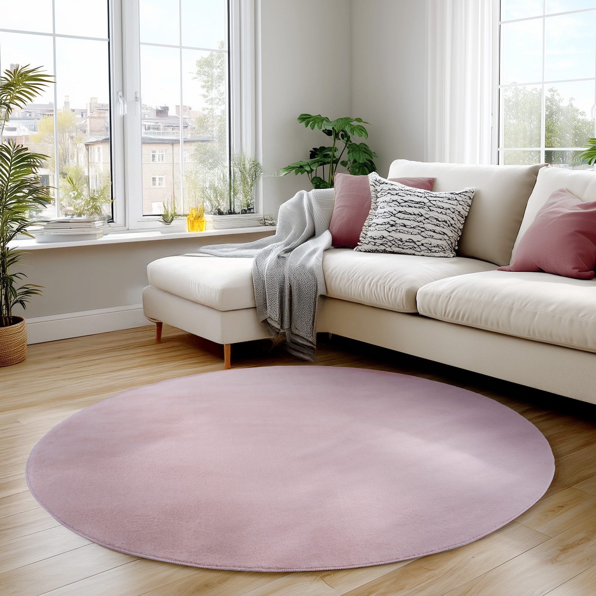 Carpettex Veloursteppich Unicolor - Einfarbig, Rund, Höhe: 11 mm, Perfekt geeignet für Wohnzimmer, Schlafzimmer,Küche,Kinderzimmer