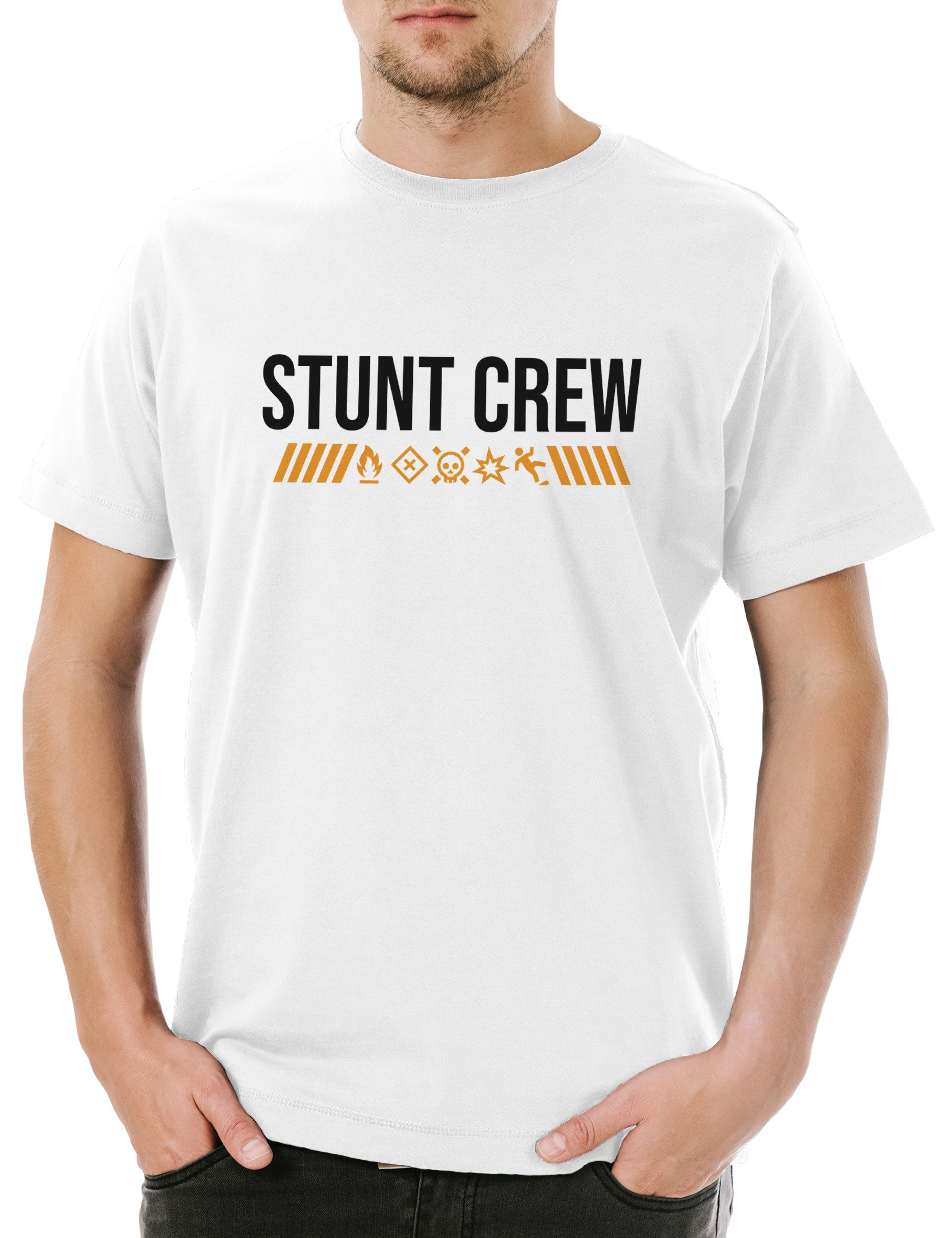 Print-Shirt Stunt Crew Herren T-Shirt Stuntman Lehrer Professor Chemie Gefahr Nerd