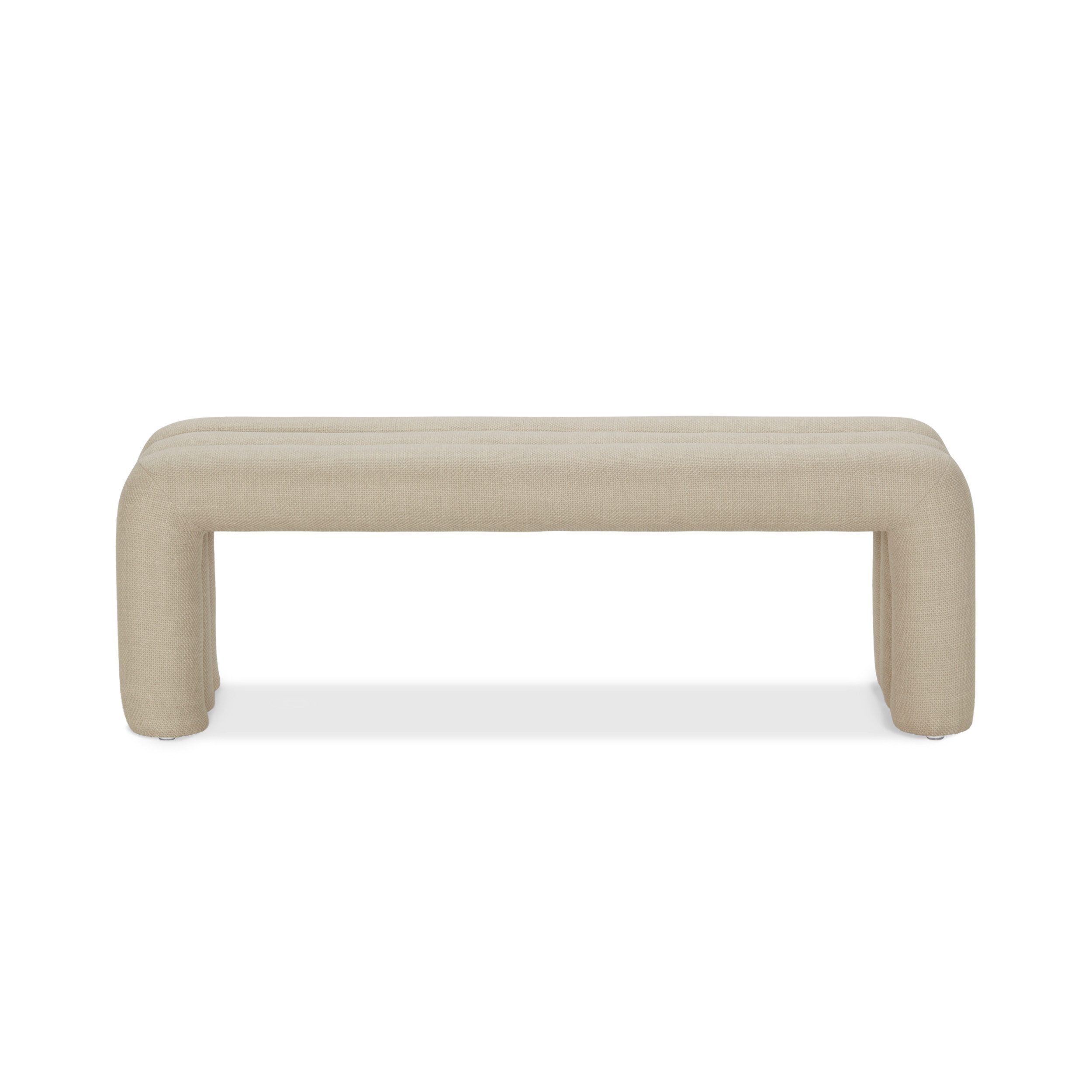 KHG Sitzbank minimalistische Bank 130x43 cm Flachgewebe Beige (Indoor-Bank), Weiches Schaumstoffpolster, Wangengestell bis 220 kg belastbar