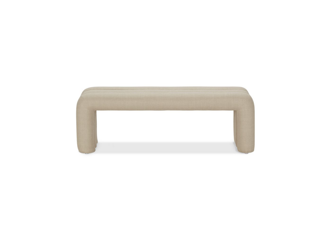 KHG Sitzbank minimalistische Bank 130x43 cm Flachgewebe Beige (Indoor-Bank), Weiches Schaumstoffpolster, Wangengestell bis 220 kg belastbar