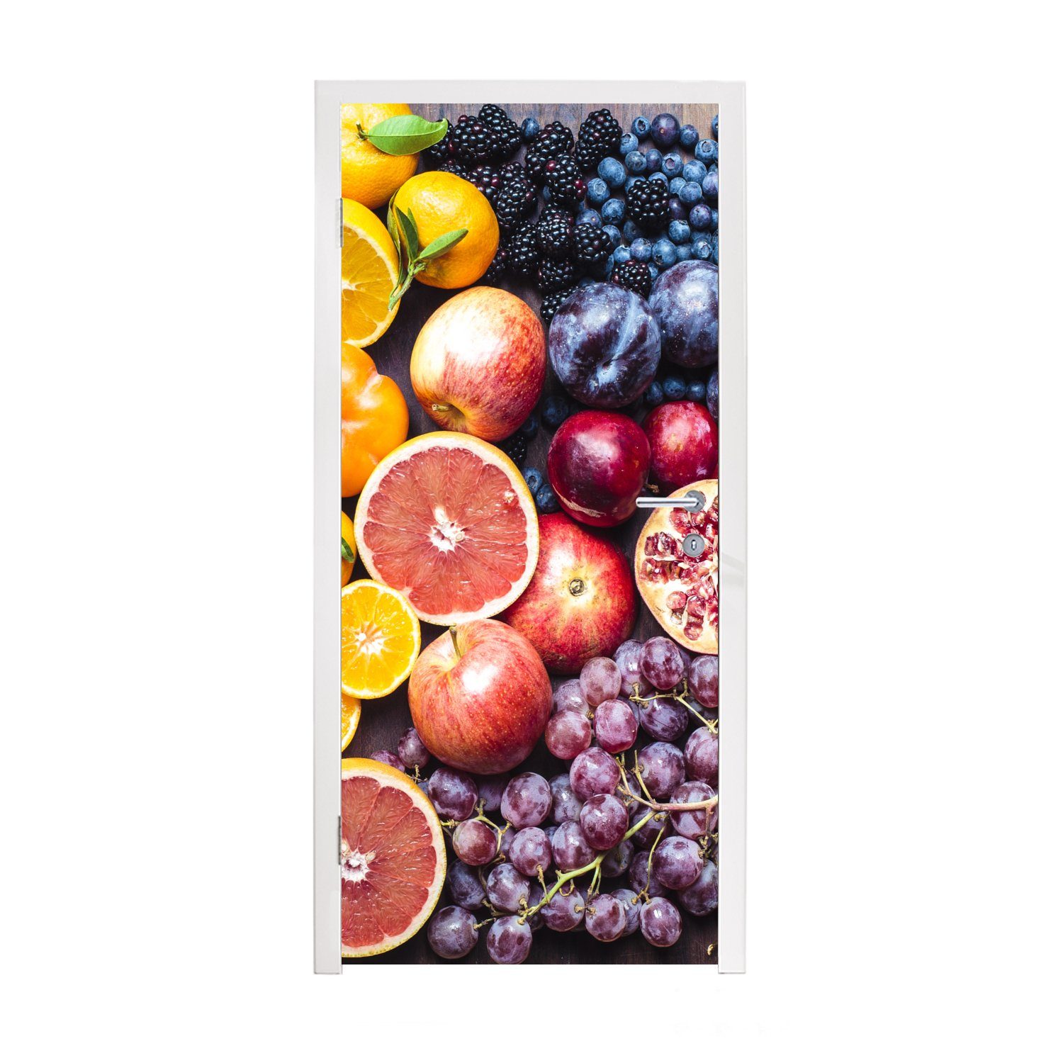 MuchoWow Türtapete Obst - Regenbogen - Farben, Matt, bedruckt, (1 St), Fototapete für Tür, Türaufkleber, 75x205 cm