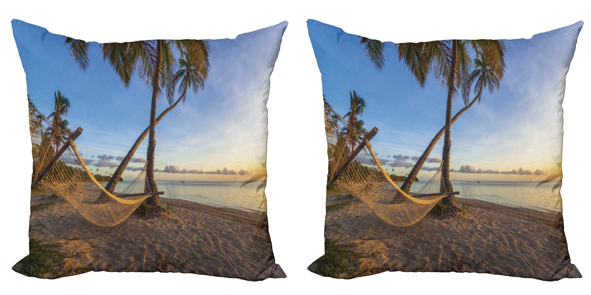 Kissenbezüge Hängematte Strand (2 Fidschi Sommerzeit Abakuhaus Modern am Accent Stück), Doppelseitiger Digitaldruck,