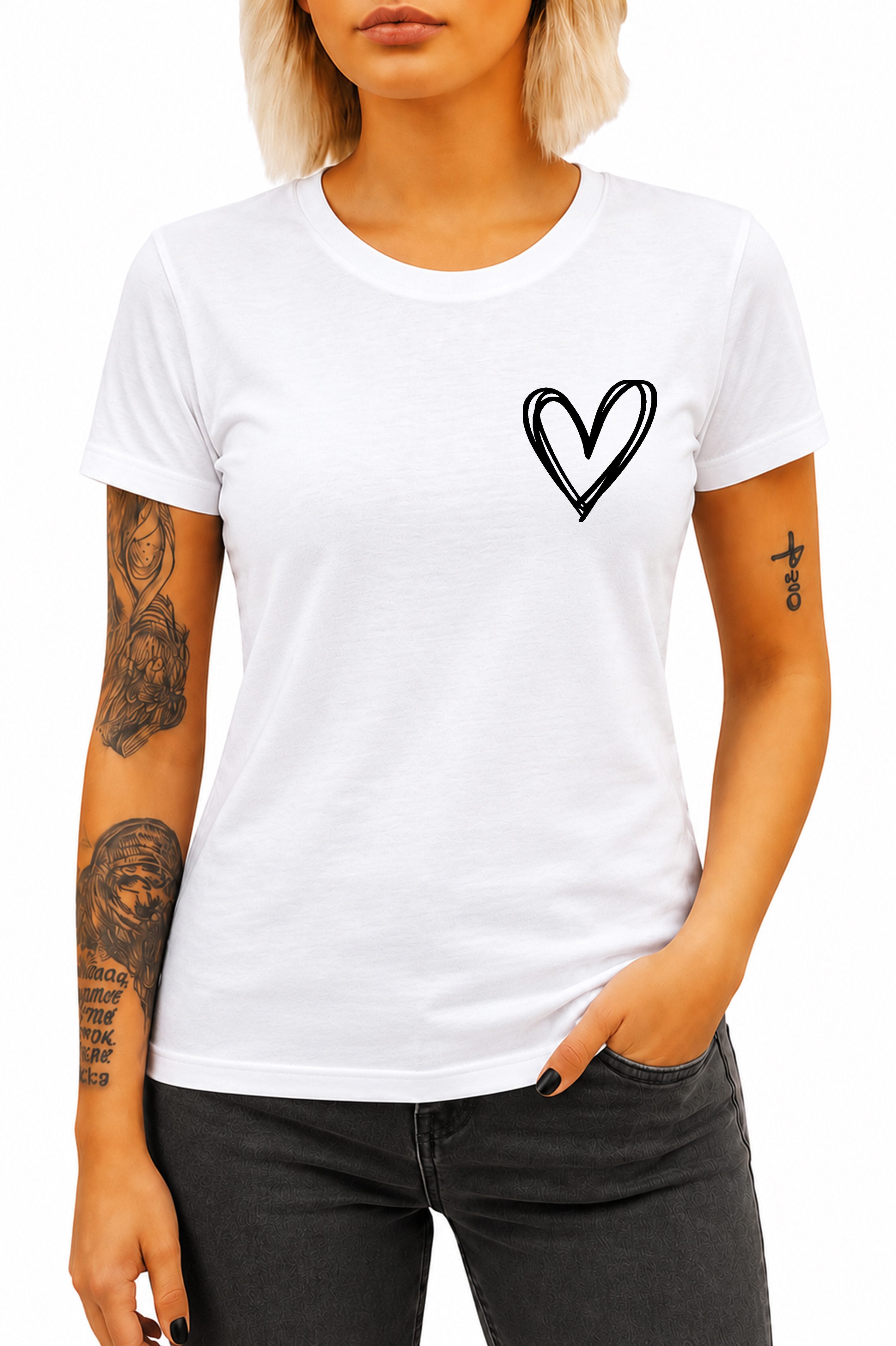 Banco T-Shirt Damen Shirt Classic Top Sommer Love Liebe Herz Premium T-Shirt aus 100% Baumwolle